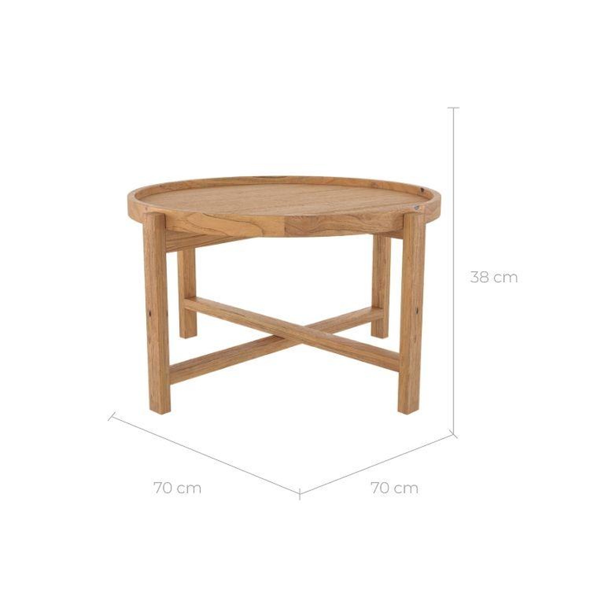 Voir la diapositive 4 : MAISON PAVANE Table basse ronde en bois de teck recyclé d70 cm-kouma