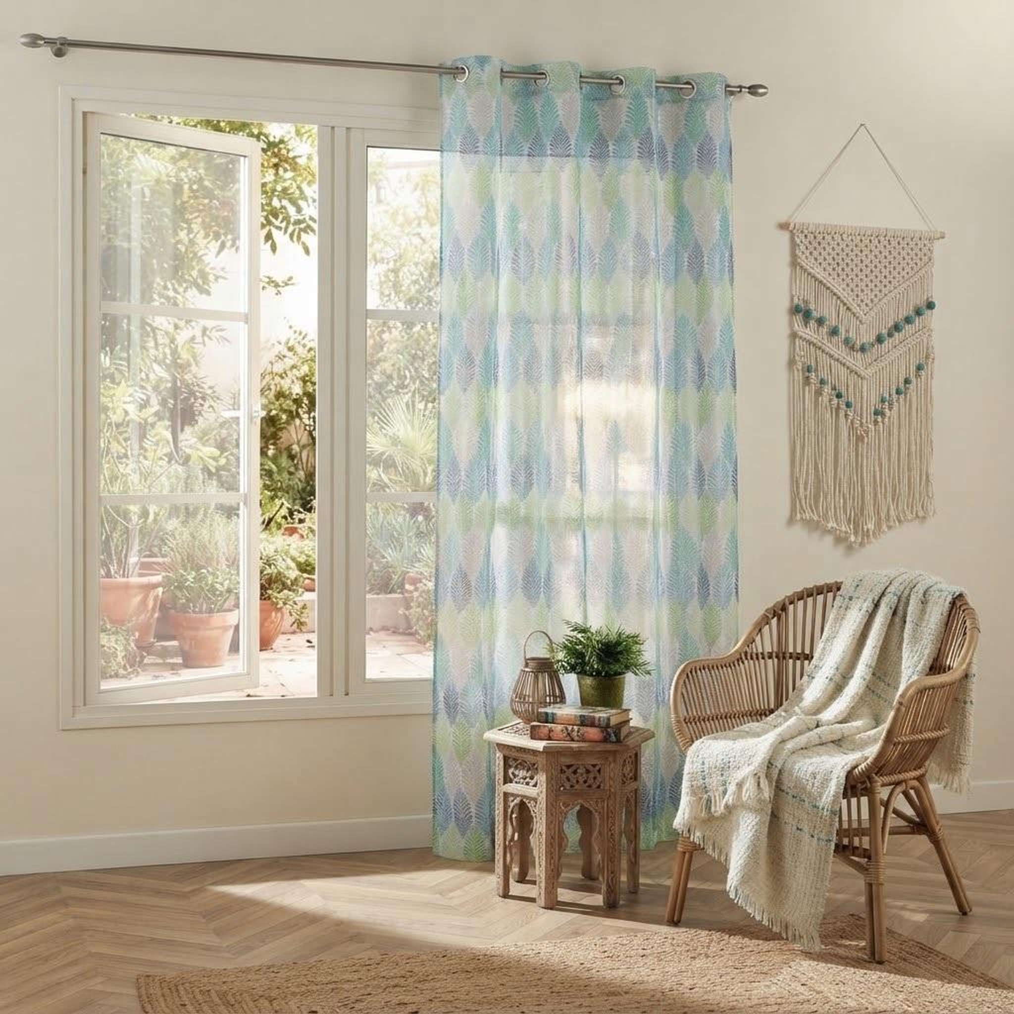 Voir la diapositive 4 : Eden Voilage a oeillets winter green
