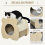 PAWHUT Maison pour chat design - niche chat panier chat - coussin, grattoir amovibles sisal naturel inclus - MDF bois beige clair