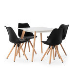 VS VENTA-STOCK Ensemble table 80x80 cm et 4 chaises de salle à manger Jeff noires