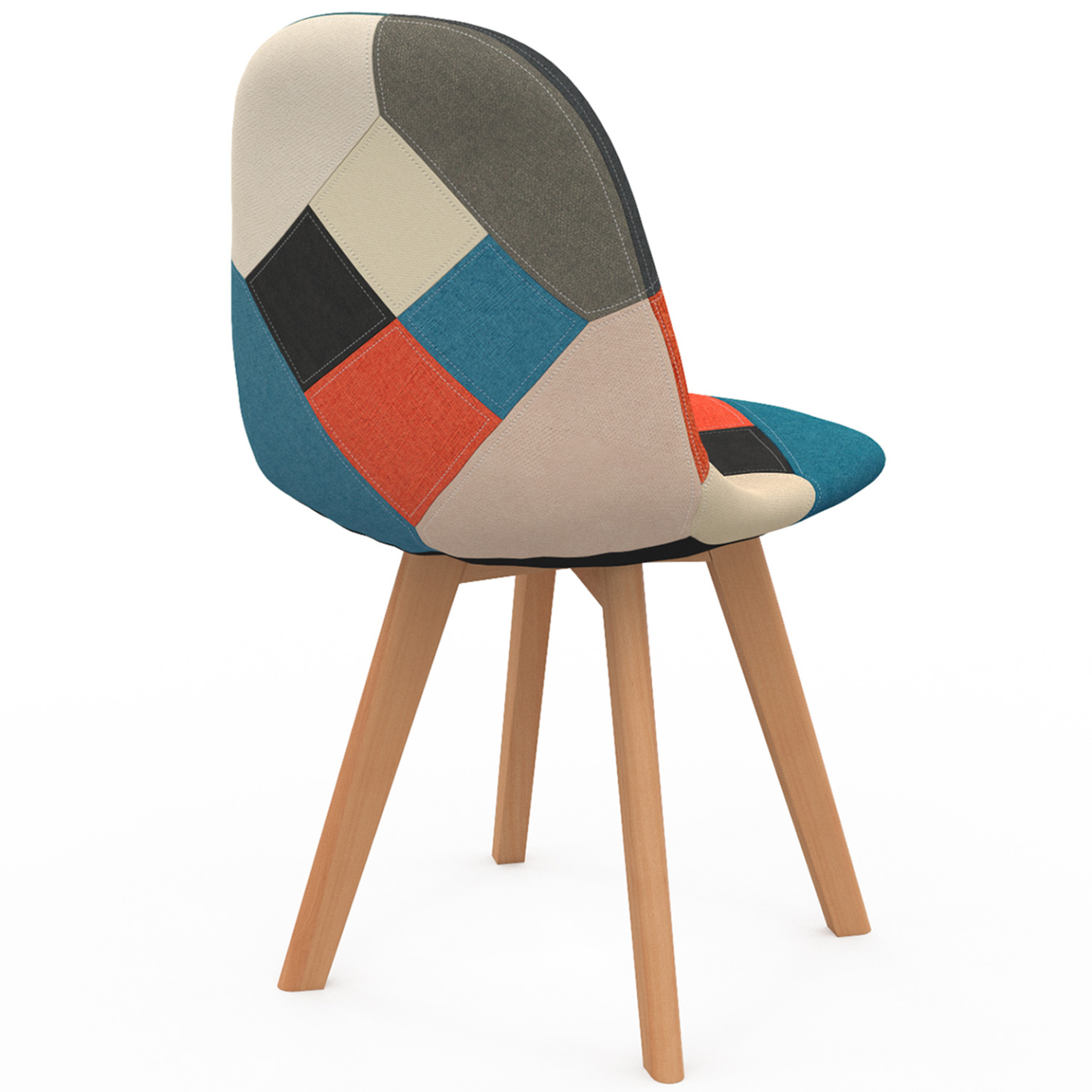 Voir la diapositive 4 : ID MARKET Lot de 4 chaises scandinaves sara motifs patchworks multi-couleurs