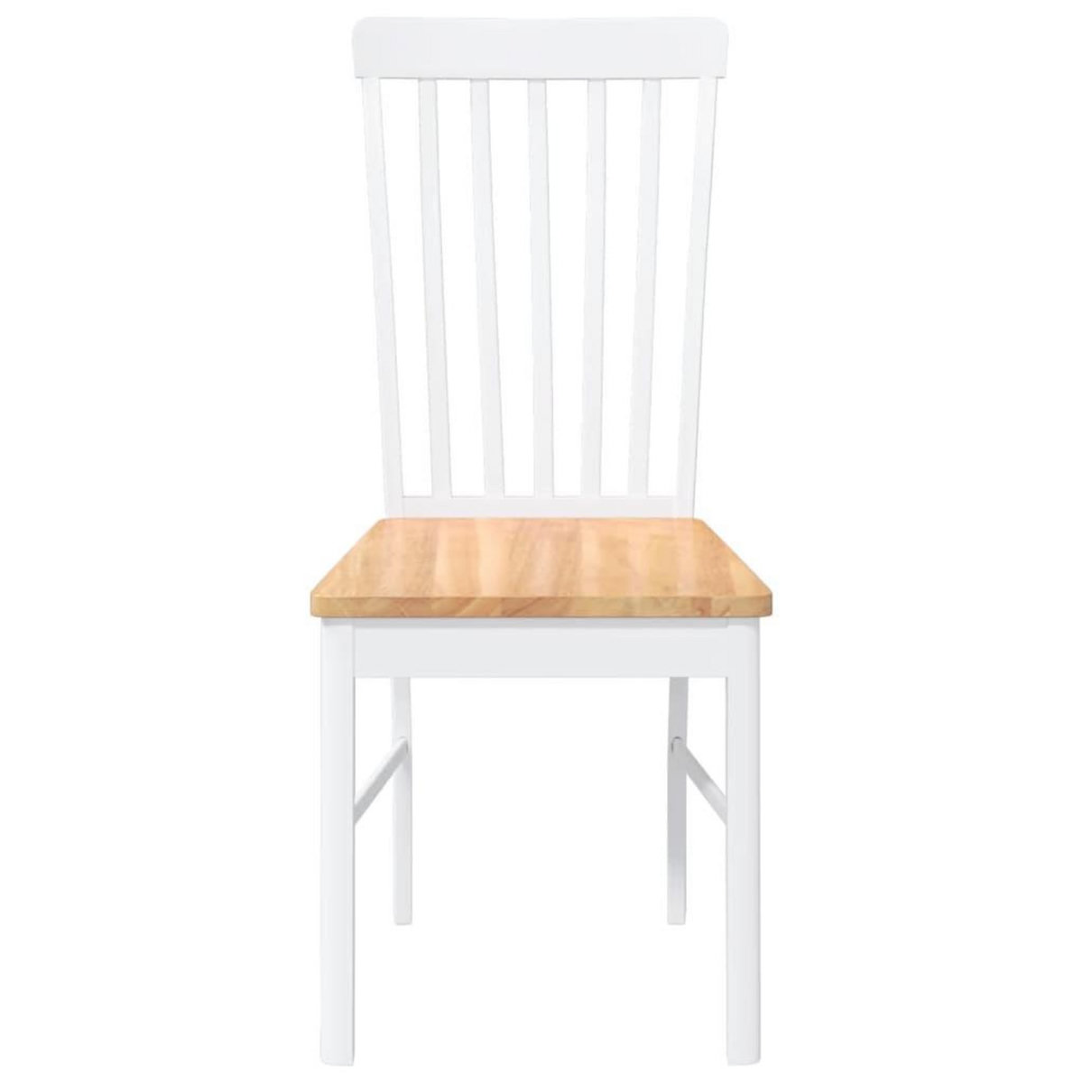 VIDAXL Chaises a manger 2 pcs blanc bois massif caoutchouc