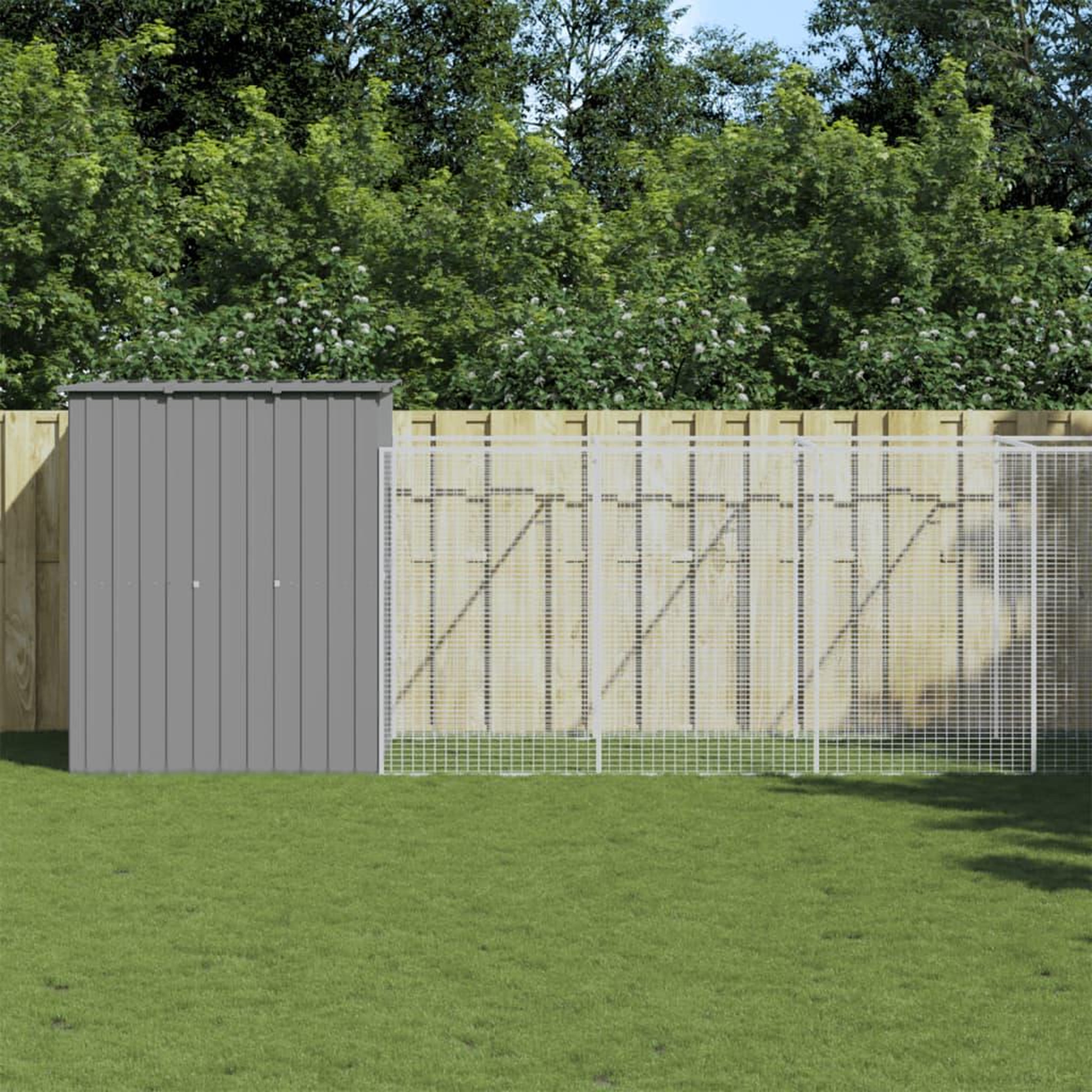 VIDAXL Niche pour chien avec cour gris clair 165x1067x181 cm