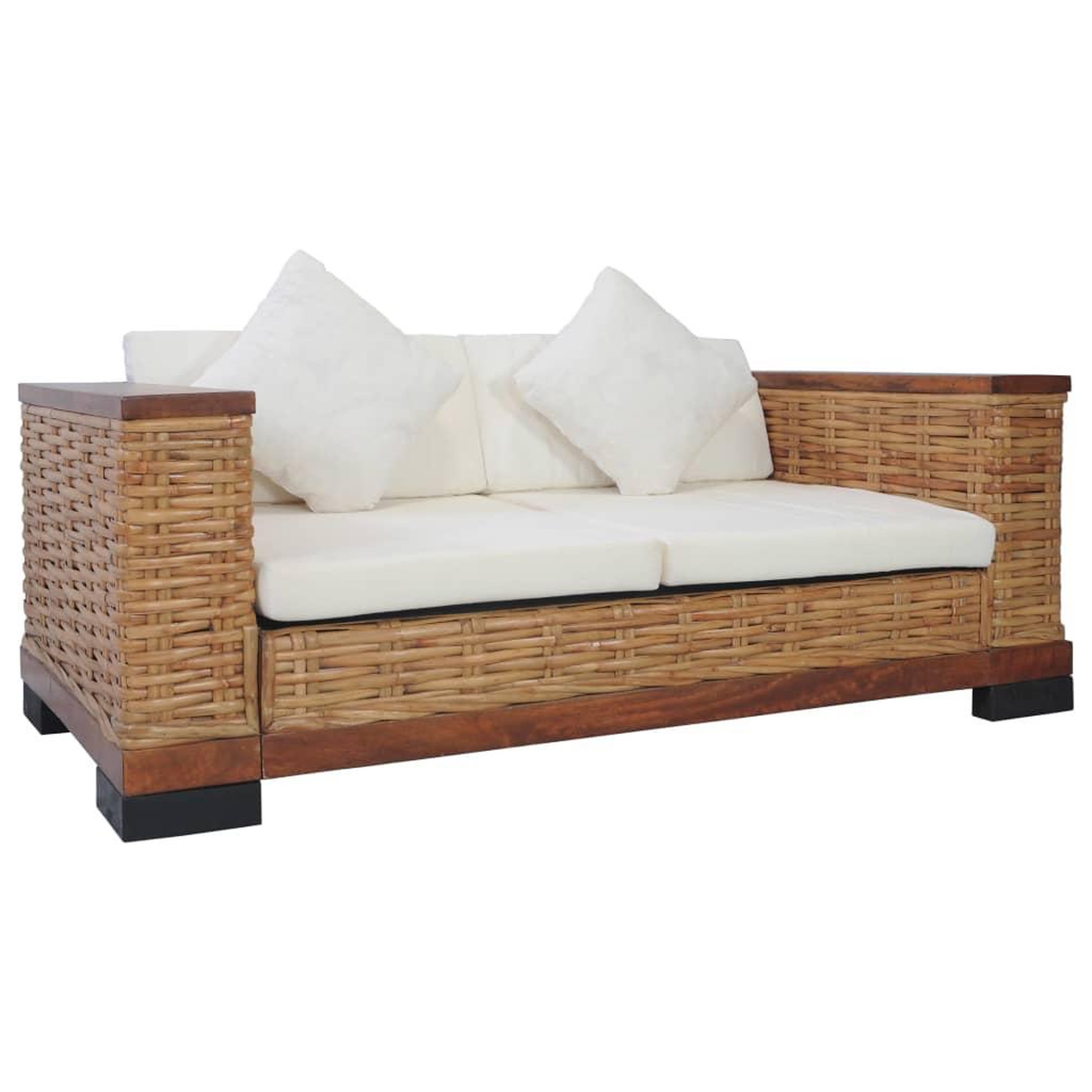 Voir la diapositive 1 : VIDAXL Canape a 2 places avec coussins Marron Rotin naturel