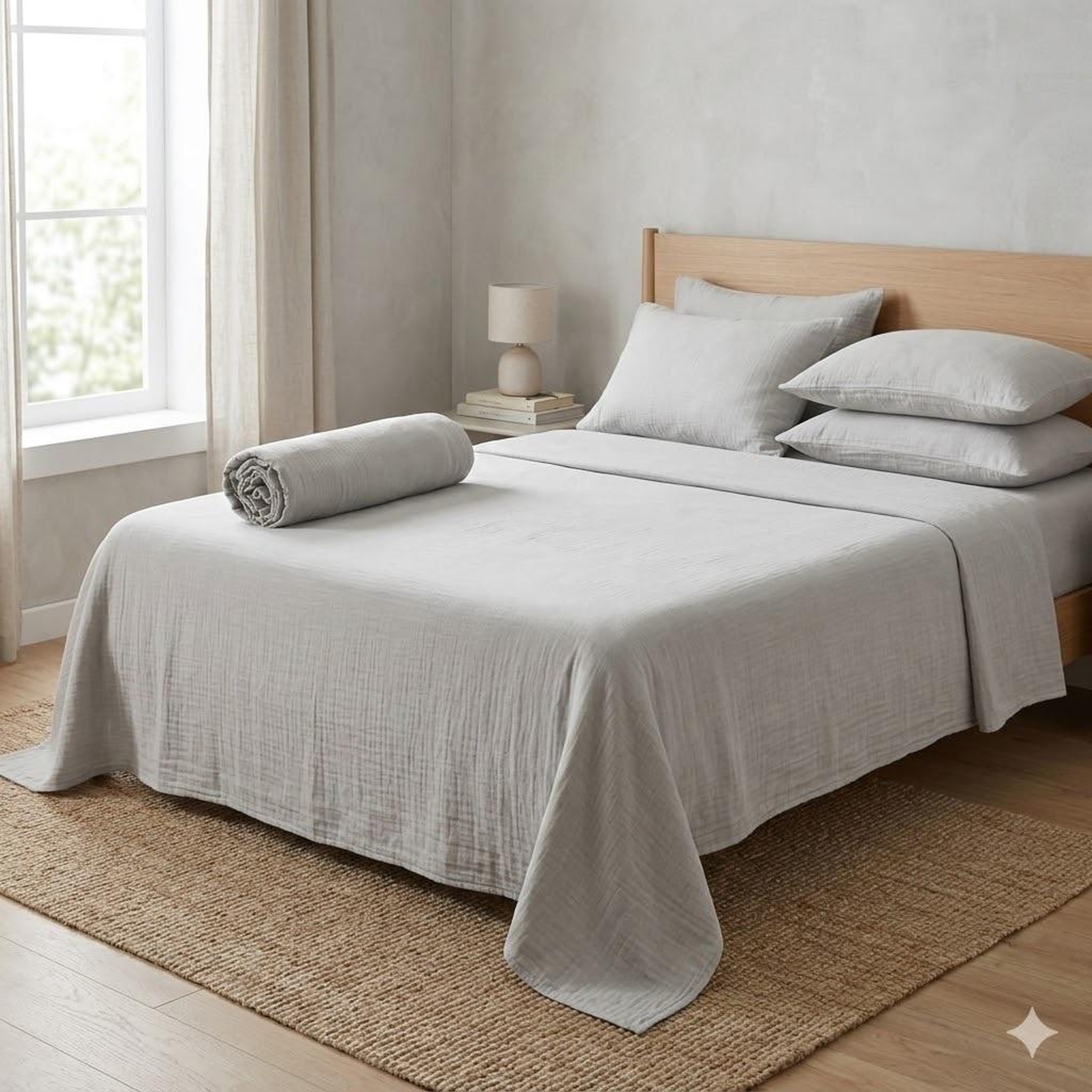 Voir la diapositive 3 : Eden Drap housse double gaze de coton gaïa