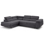 Voir la diapositive 2 : LISA DESIGN Zaria - canapé d'angle gauche 5 places convertible avec coffre et têtières en velours côtelé grosses côtes