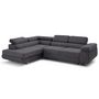 Voir la diapositive 2 : LISA DESIGN Zaria - canapé d'angle gauche 5 places convertible avec coffre et têtières en velours côtelé grosses côtes