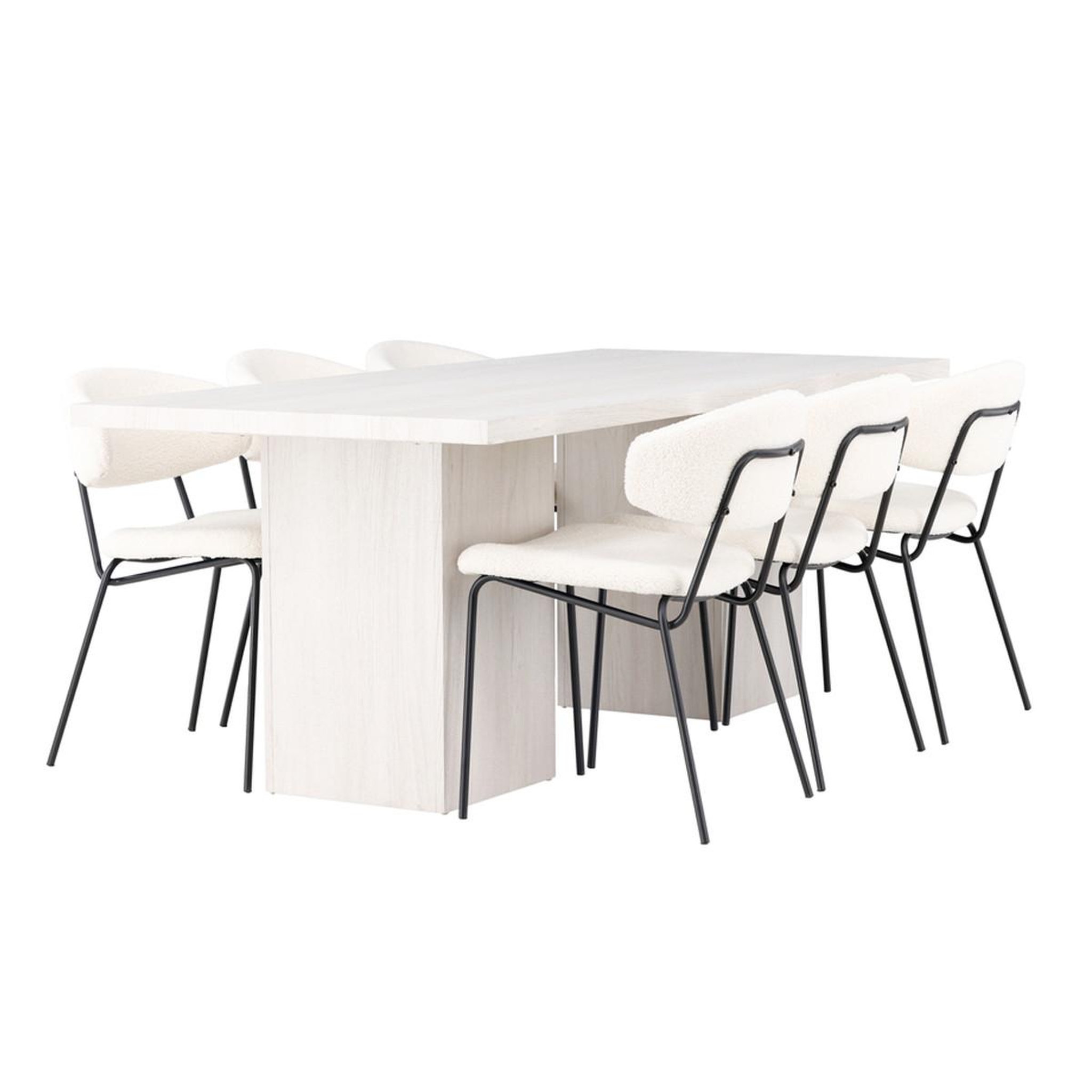 Paris Prix Ensemble table à manger & 6 chaises  olga & chico  200cm naturel & blanc crème