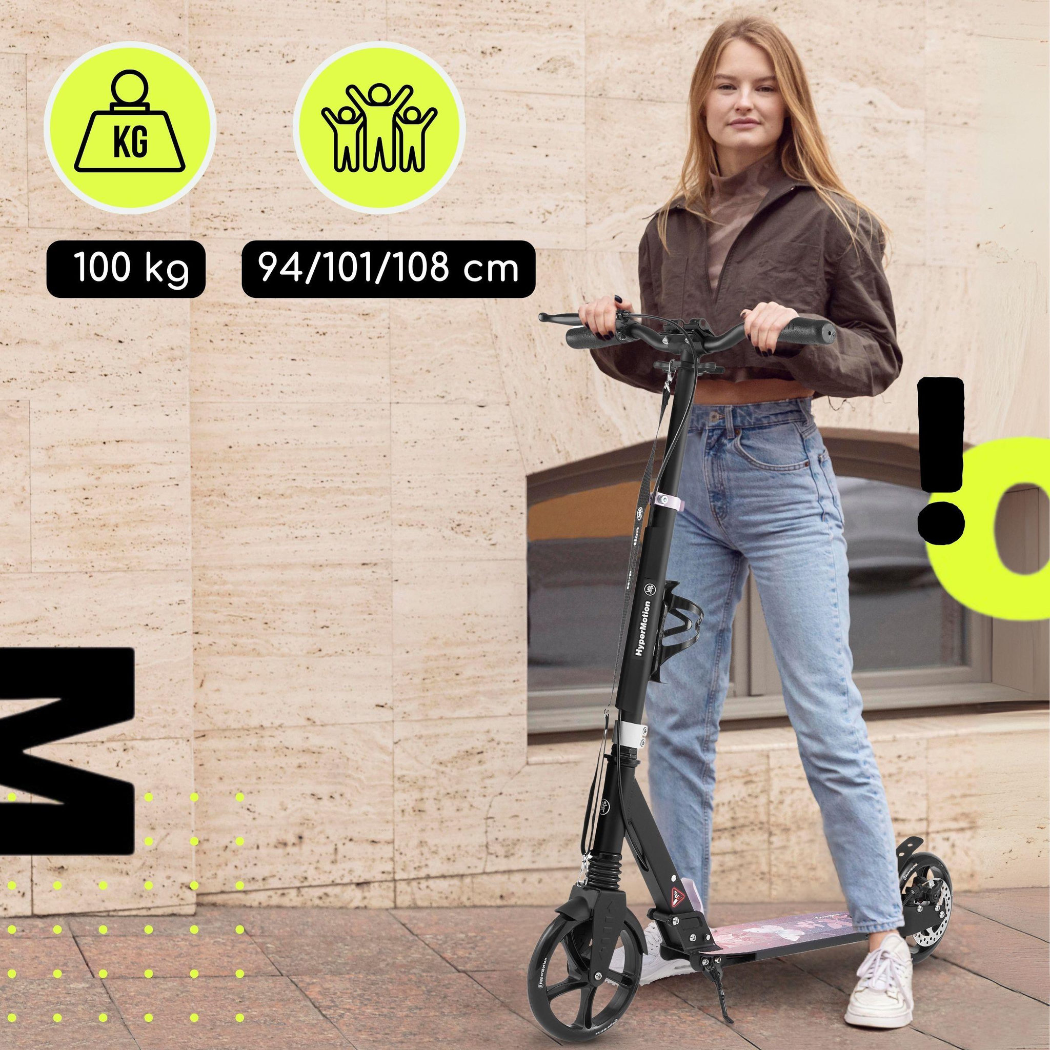 Voir la diapositive 2 : HYPERMOTION Trottinette HyperMotion Skyline en Aluminium, Pliable avec Double Frein et Suspension, dès 6 Ans