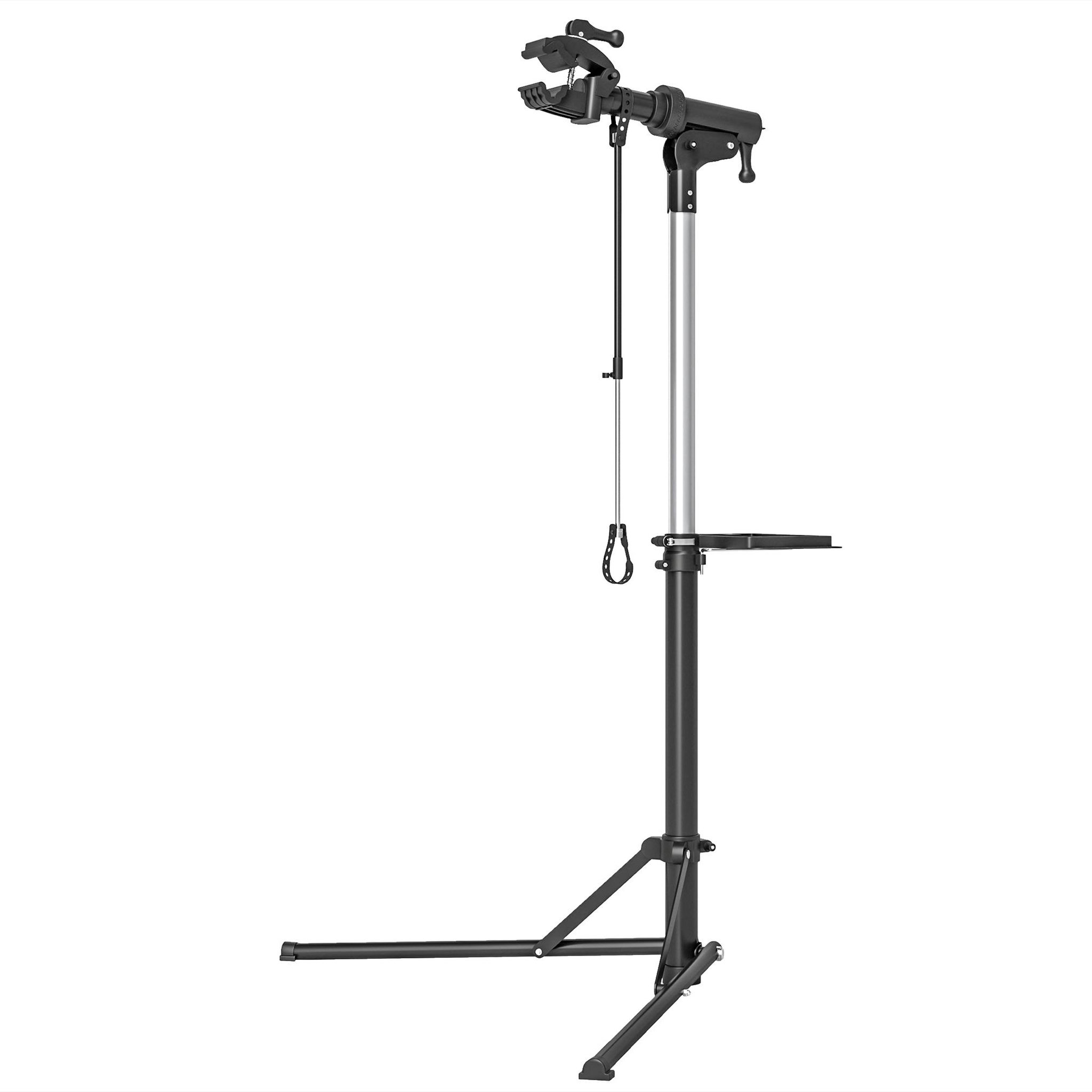 HOMCOM Pied d'atelier vélo pliable réglable avec plateau outil - pince pivotante 360° - charge max. 40 Kg - noir