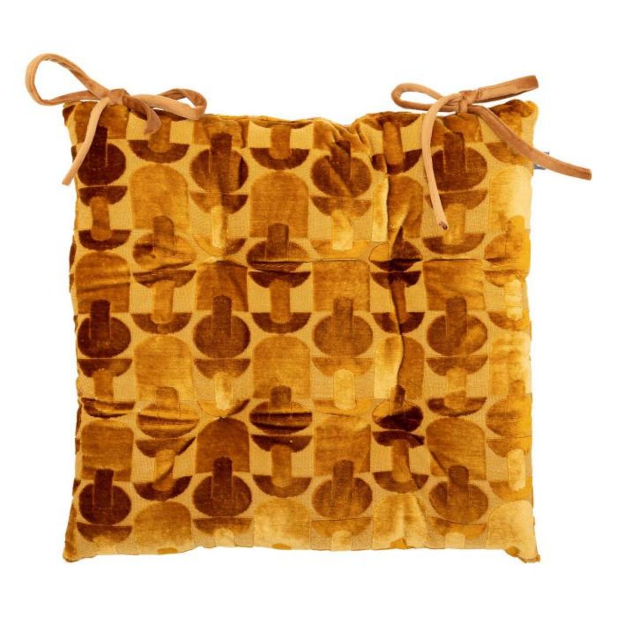 ATMOSPHERA Galette de Chaise en Velours  Luna  38x38cm Ocre