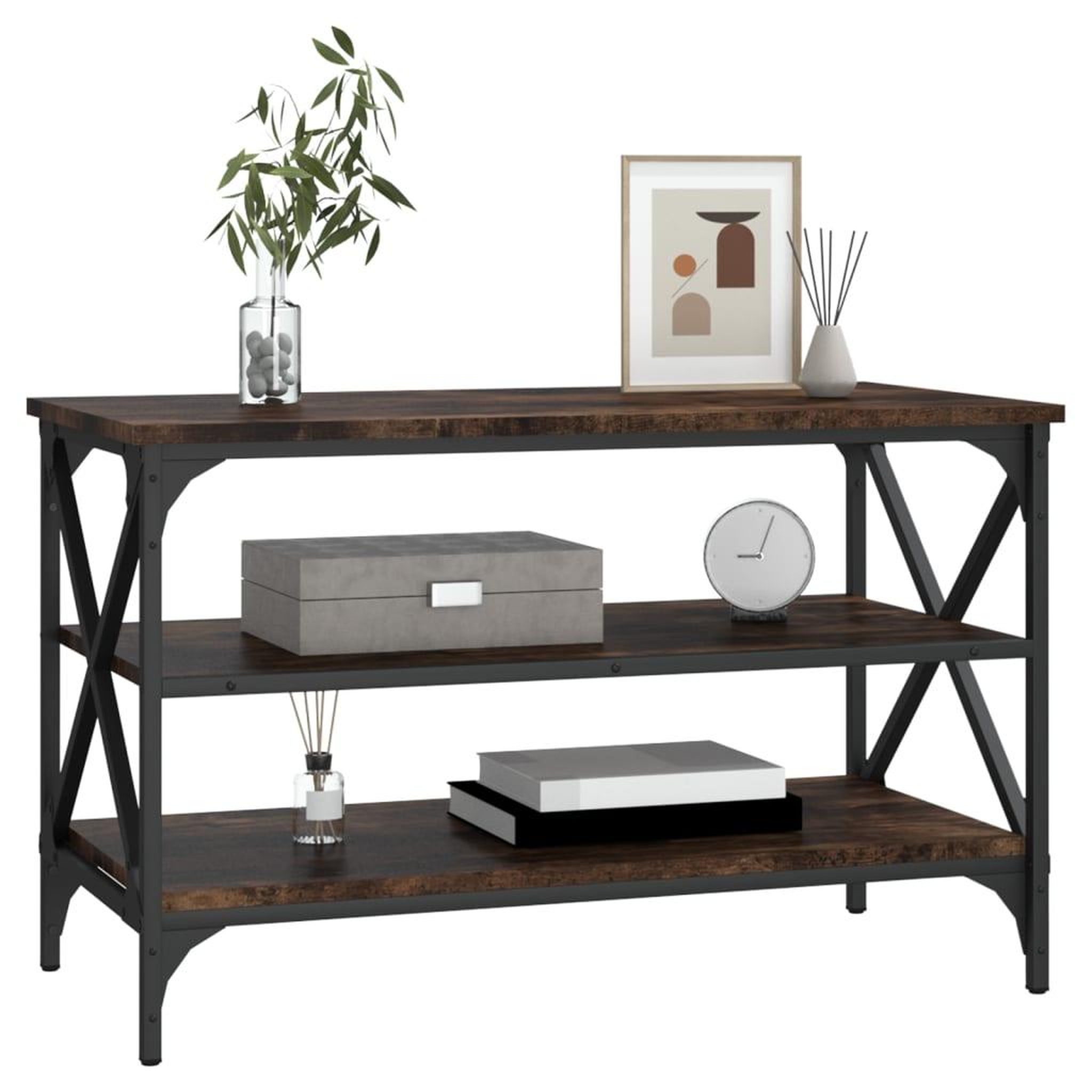 Voir la diapositive 4 : VIDAXL Meuble TV Chene fume 80x40x50 cm Bois d'ingenierie