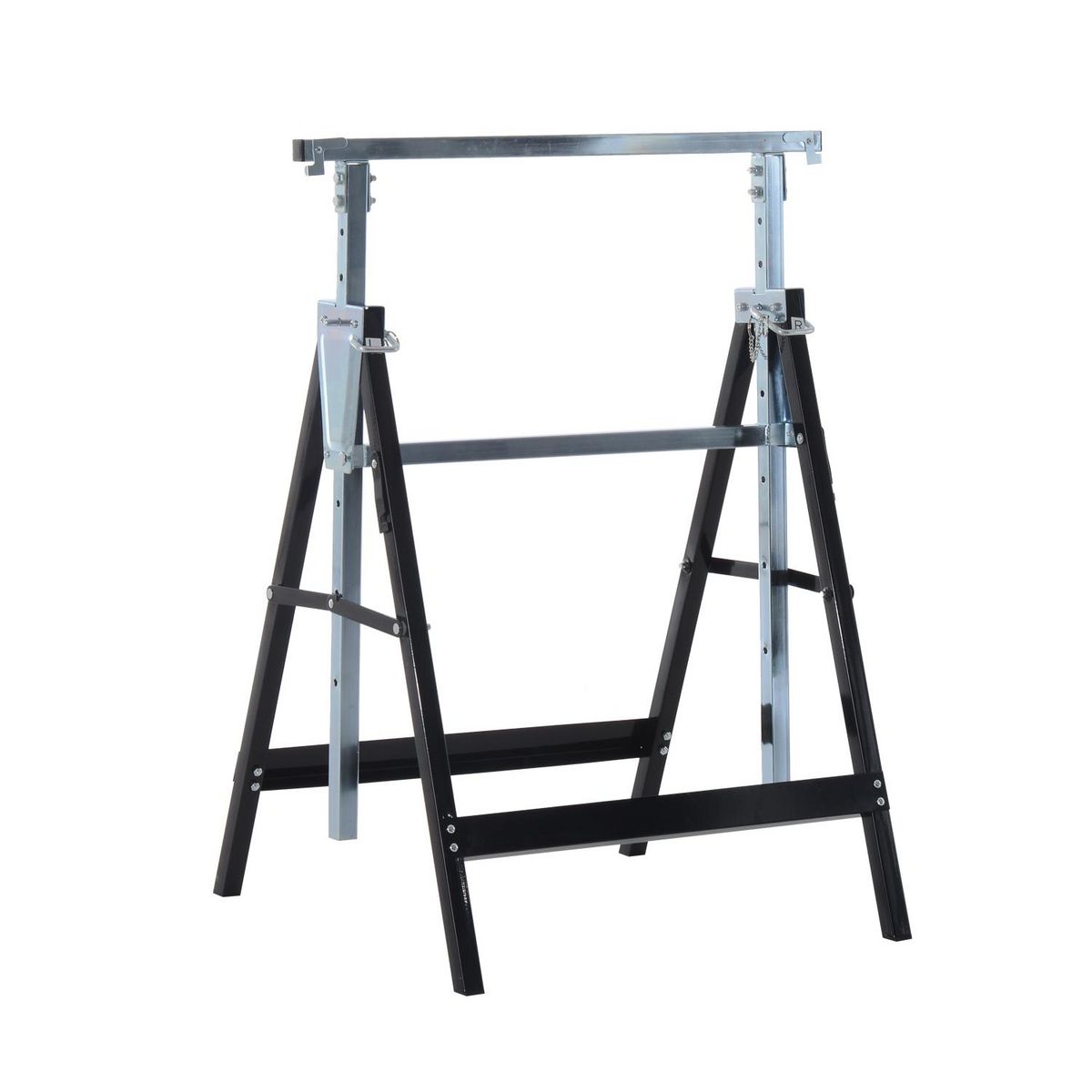 HOMCOM Lot de 2 tréteaux pliables télescopiques hauteur réglable 80-130 cm noir