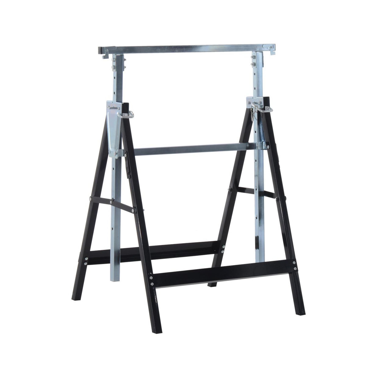 HOMCOM Lot de 2 tréteaux pliables télescopiques hauteur réglable 80-130 cm noir