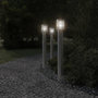 Voir la diapositive 3 : VIDAXL Lampadaires d'exterieur 3 pcs argente 110 cm acier inoxydable
