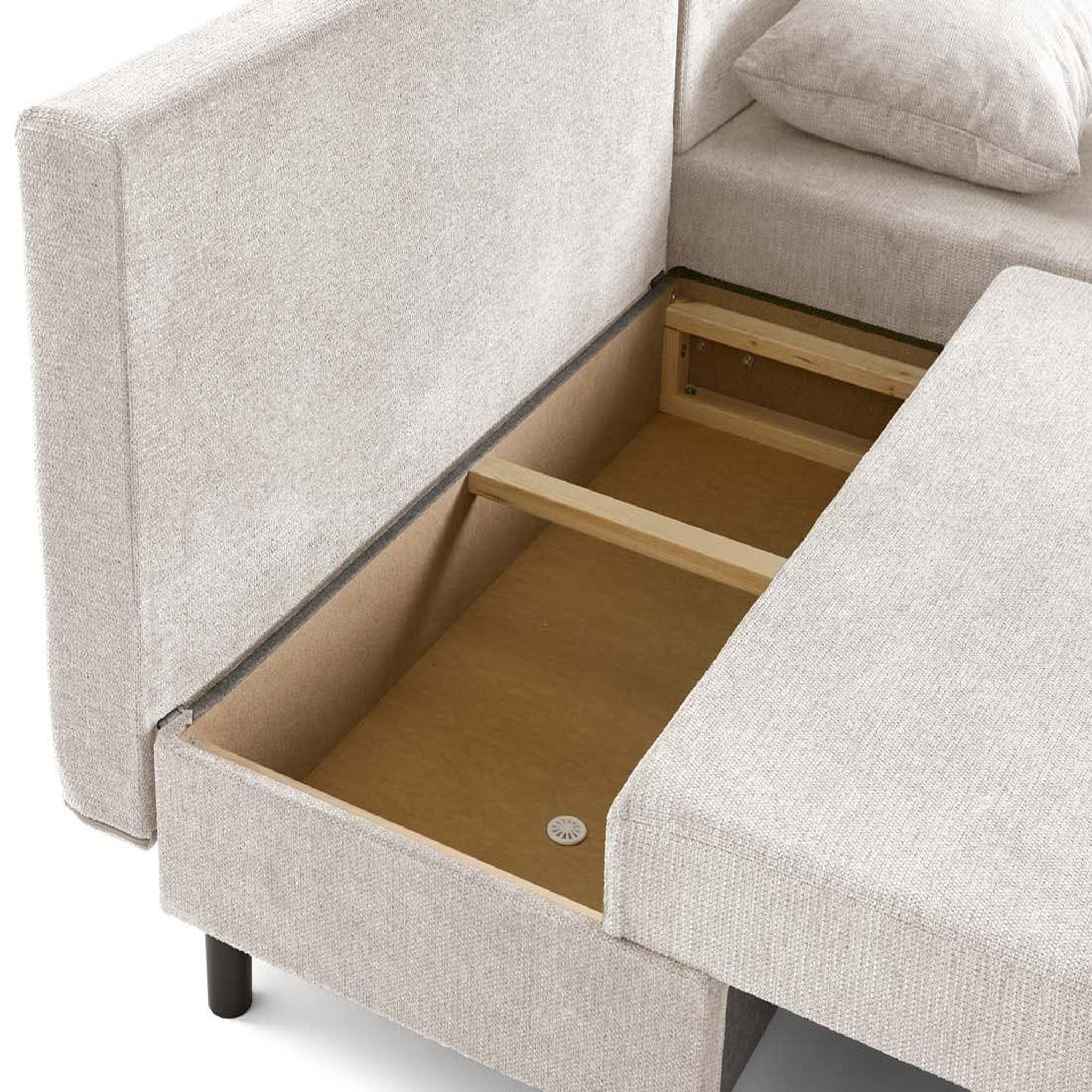 Voir la diapositive 4 : BEST MOBILIER Gloria - canapé d'angle réversible 4 places convertible avec coffre en tissu texturé