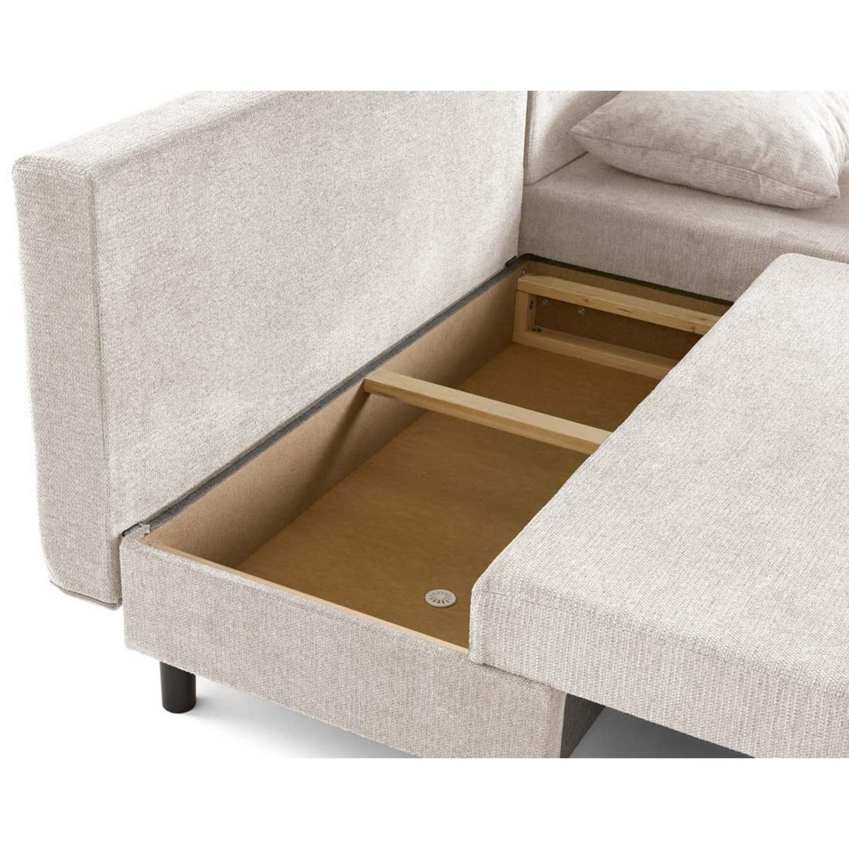 BEST MOBILIER Gloria - canapé d'angle réversible 4 places convertible avec coffre en tissu texturé