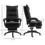 Voir la diapositive 3 : HOMCOM Fauteuil de bureau direction massant hauteur réglable dossier inclinable repose-pied intégré toile de lin noir
