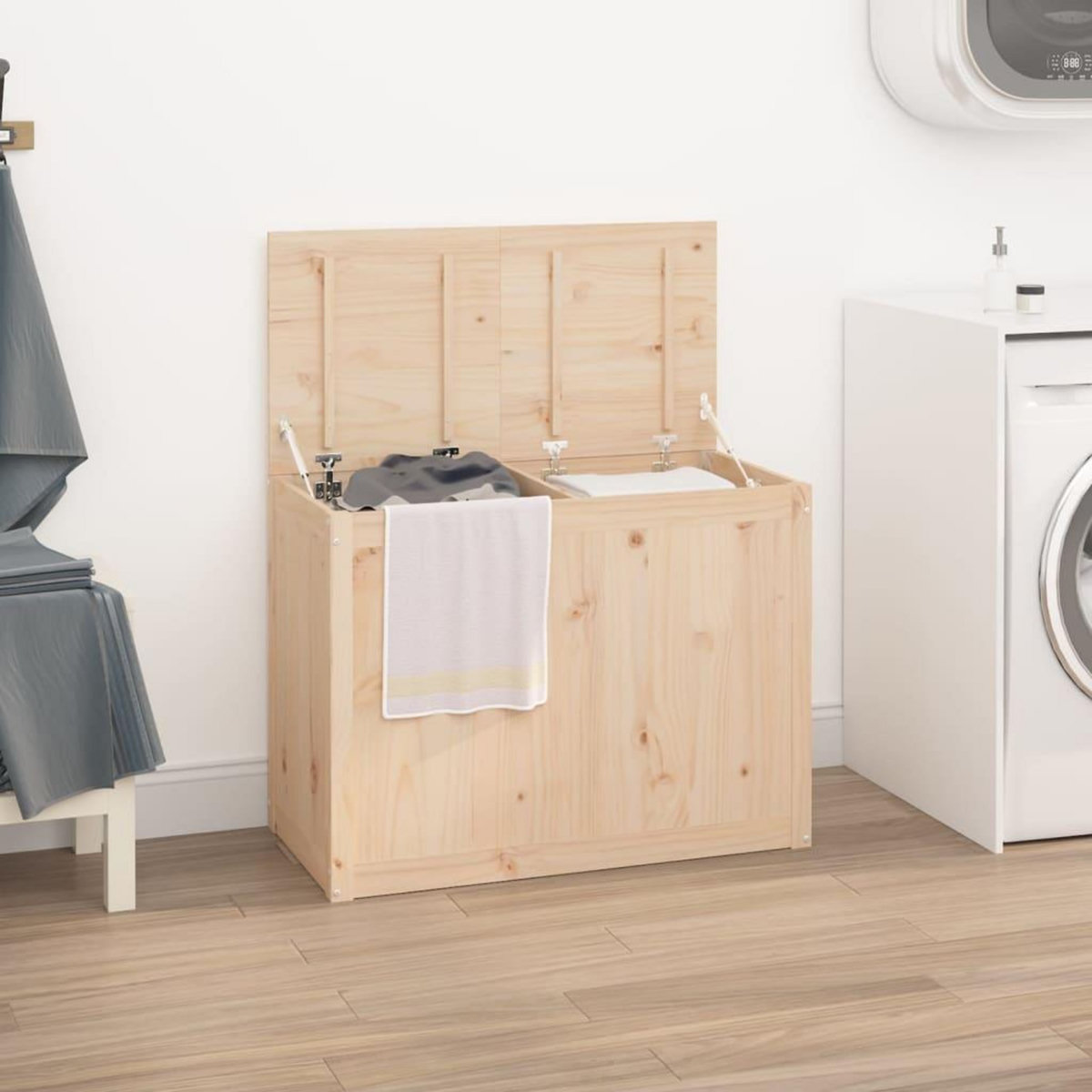 VIDAXL Boîte a linge 88,5x44x66 cm Bois massif de pin