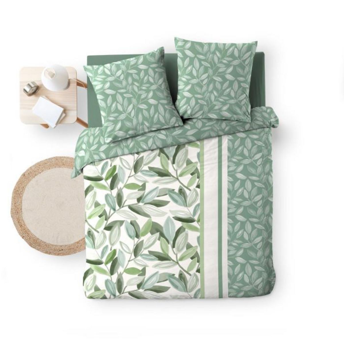 Paris Prix Parure de Lit 3 Pièces  Eleonore  240x220cm Vert