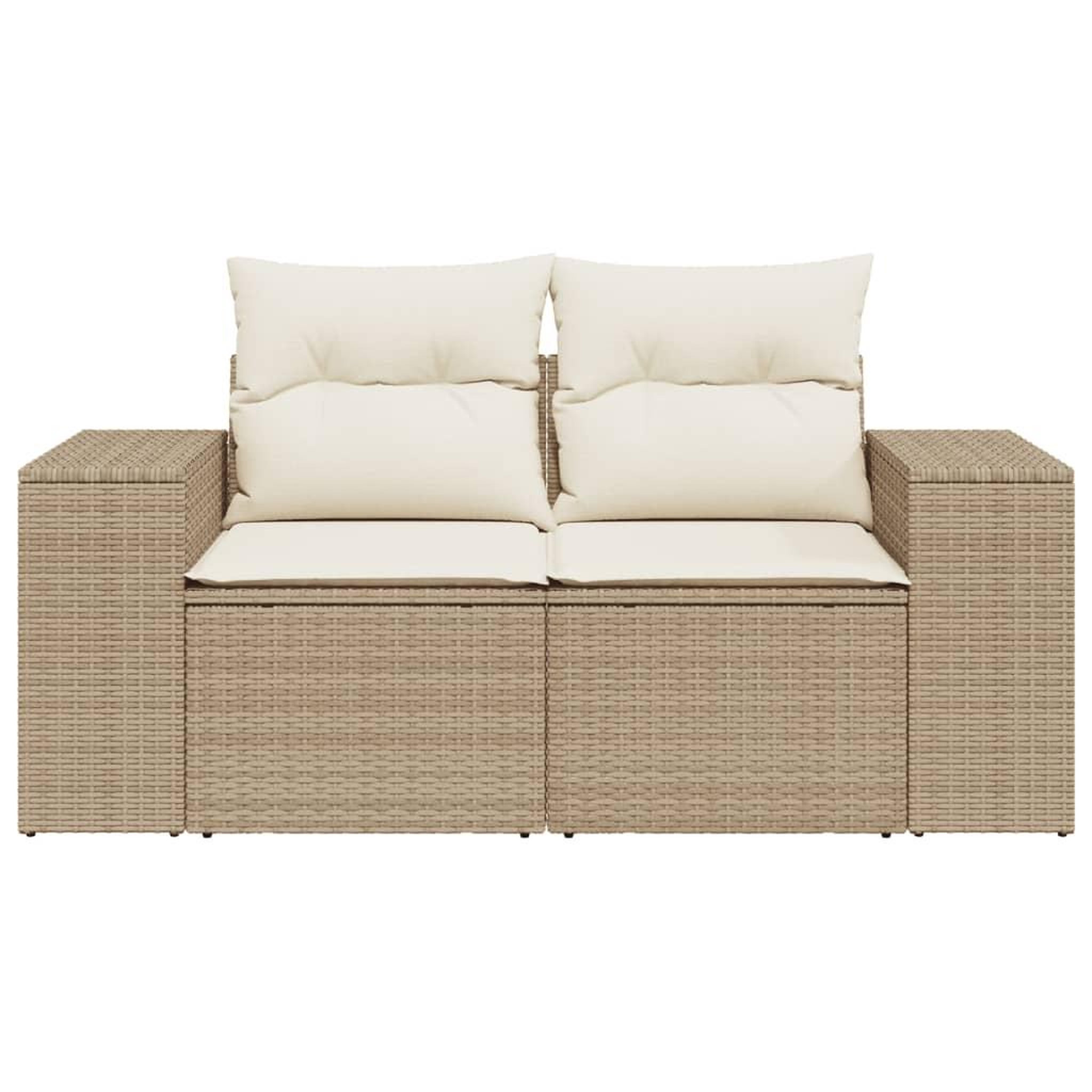 Voir la diapositive 4 : VIDAXL Canape de jardin avec coussins 2 places beige resine tressee