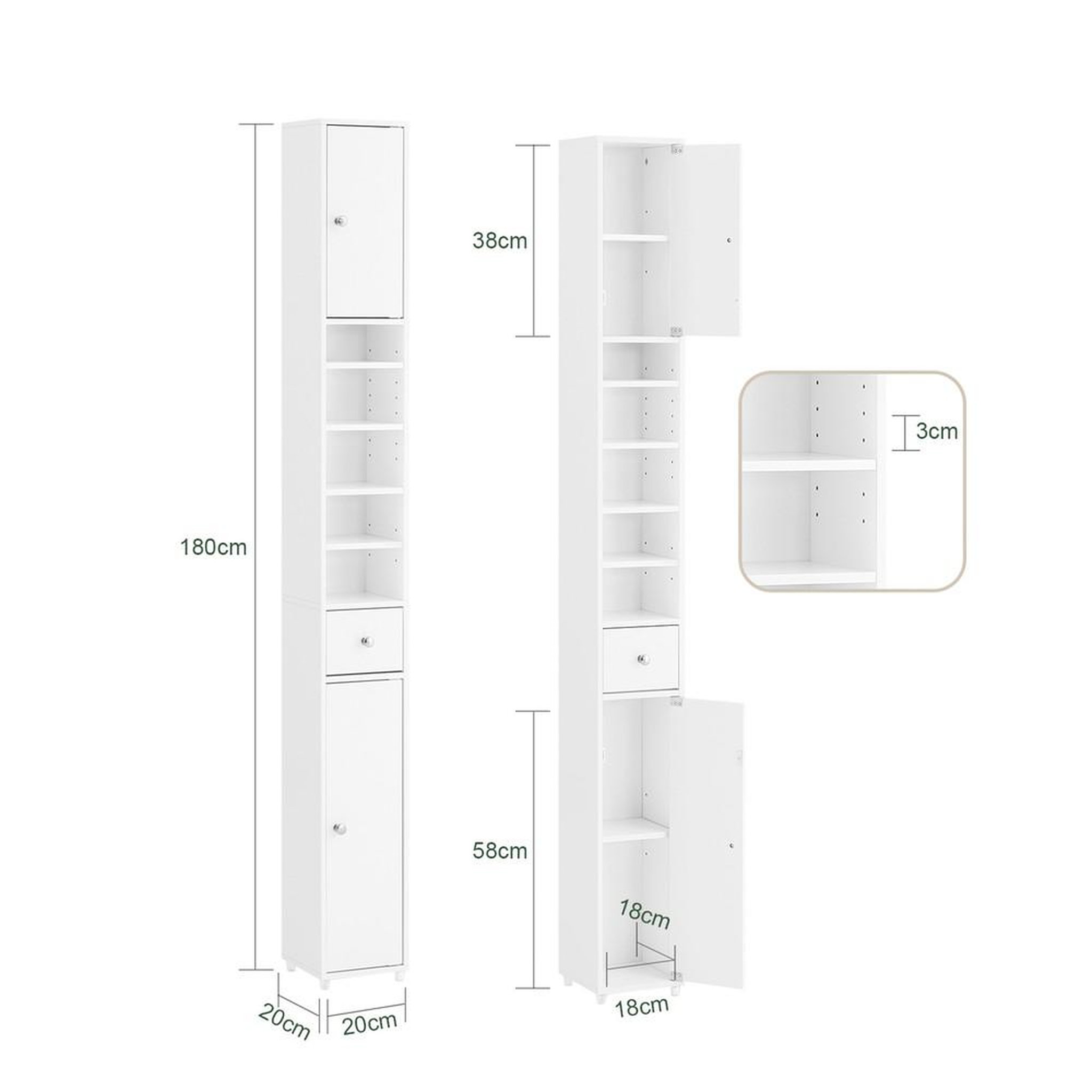 Voir la diapositive 3 : SOBUY SoBuy - Colonne De Salle De Bain à un tiroir - Moderne - BZR34