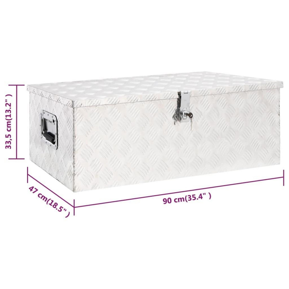 VIDAXL Boîte de rangement Argente 90x47x33,5 cm Aluminium