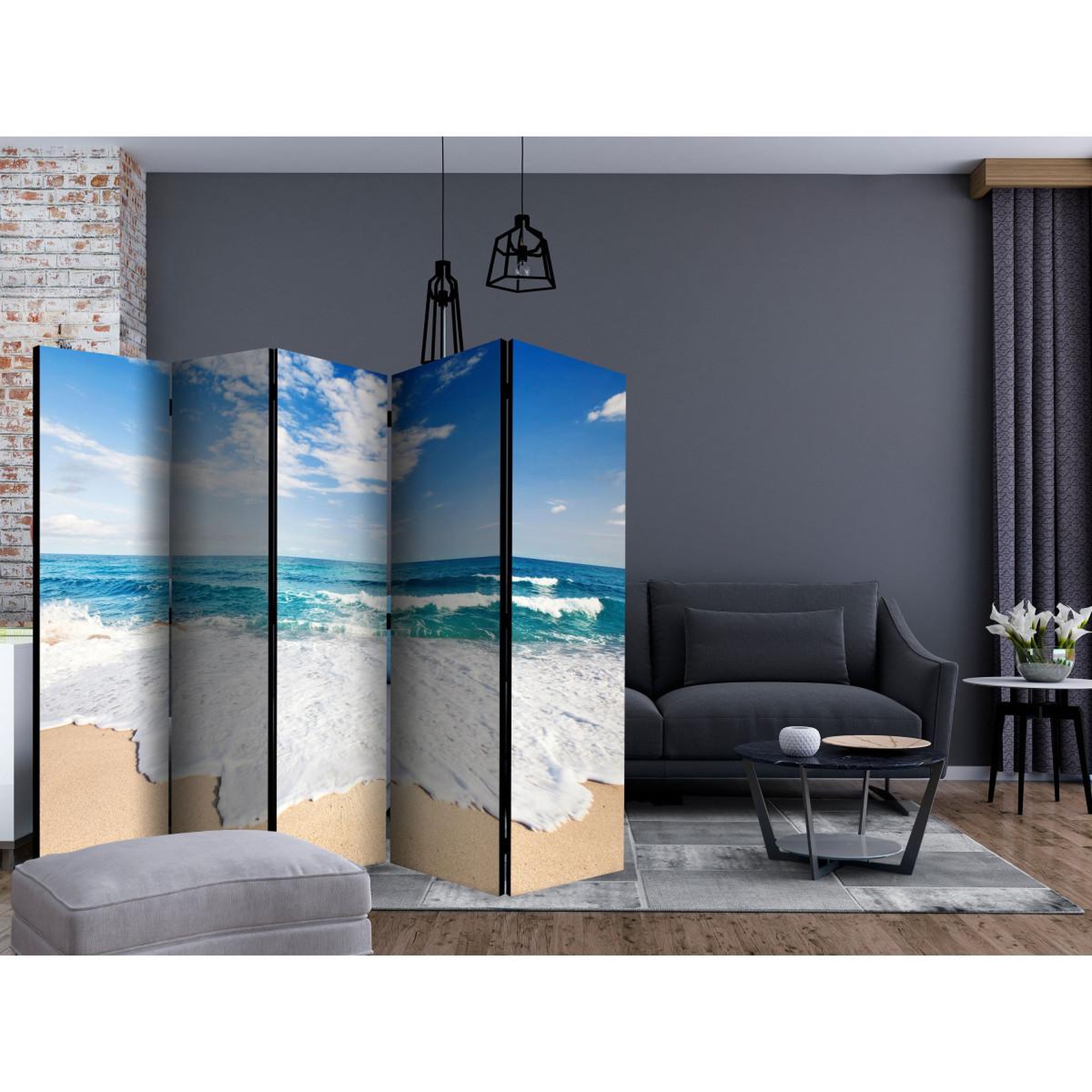 Voir la diapositive 2 : Paris Prix Paravent 5 volets  photo wallpaper – by the sea  172x225cm