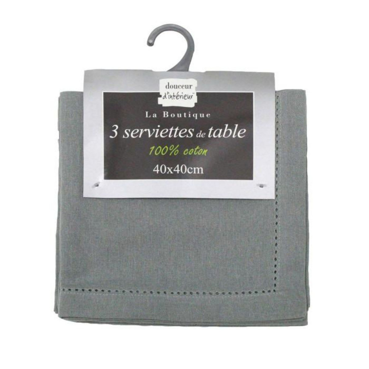 Paris Prix Lot de 3 Serviettes de Table  Charline  40x40cm Gris