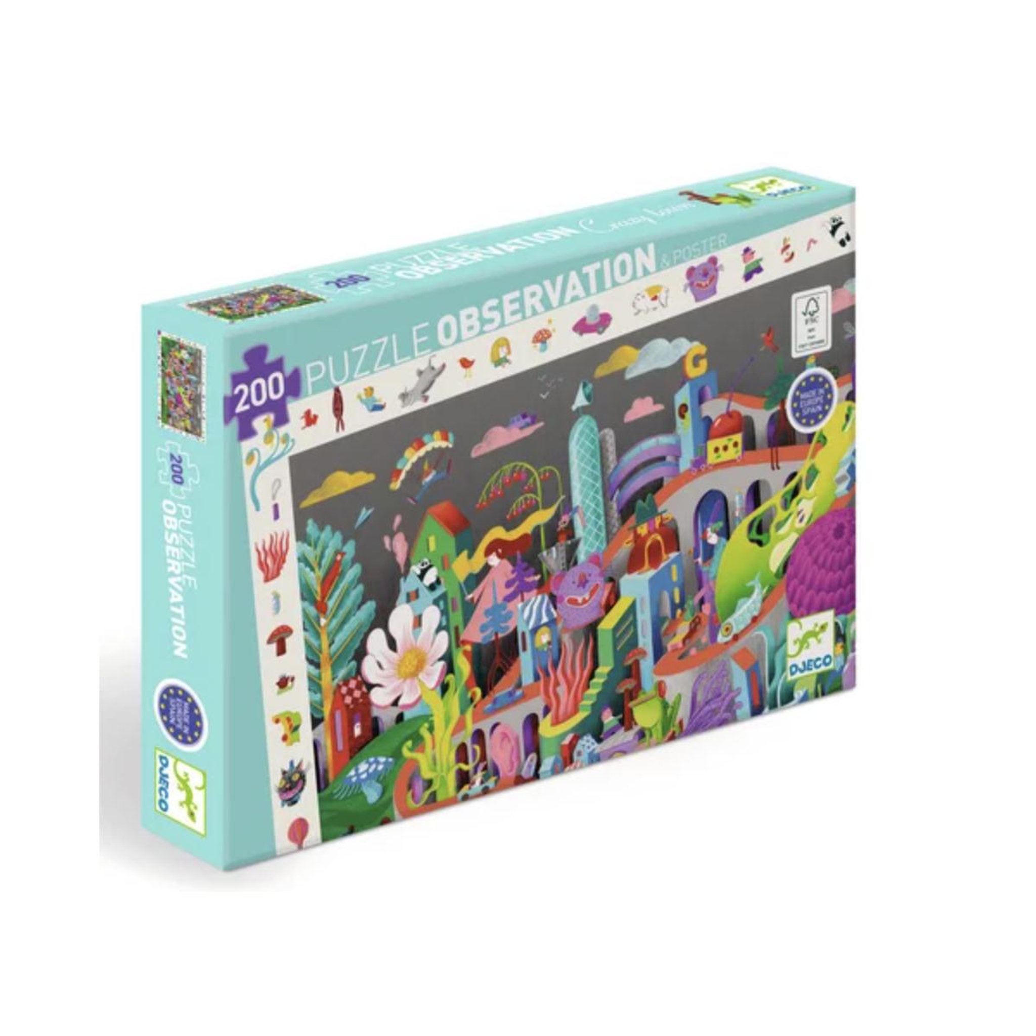Voir la diapositive 2 : Djeco Puzzle Observation - Crazy town - 200 pieces