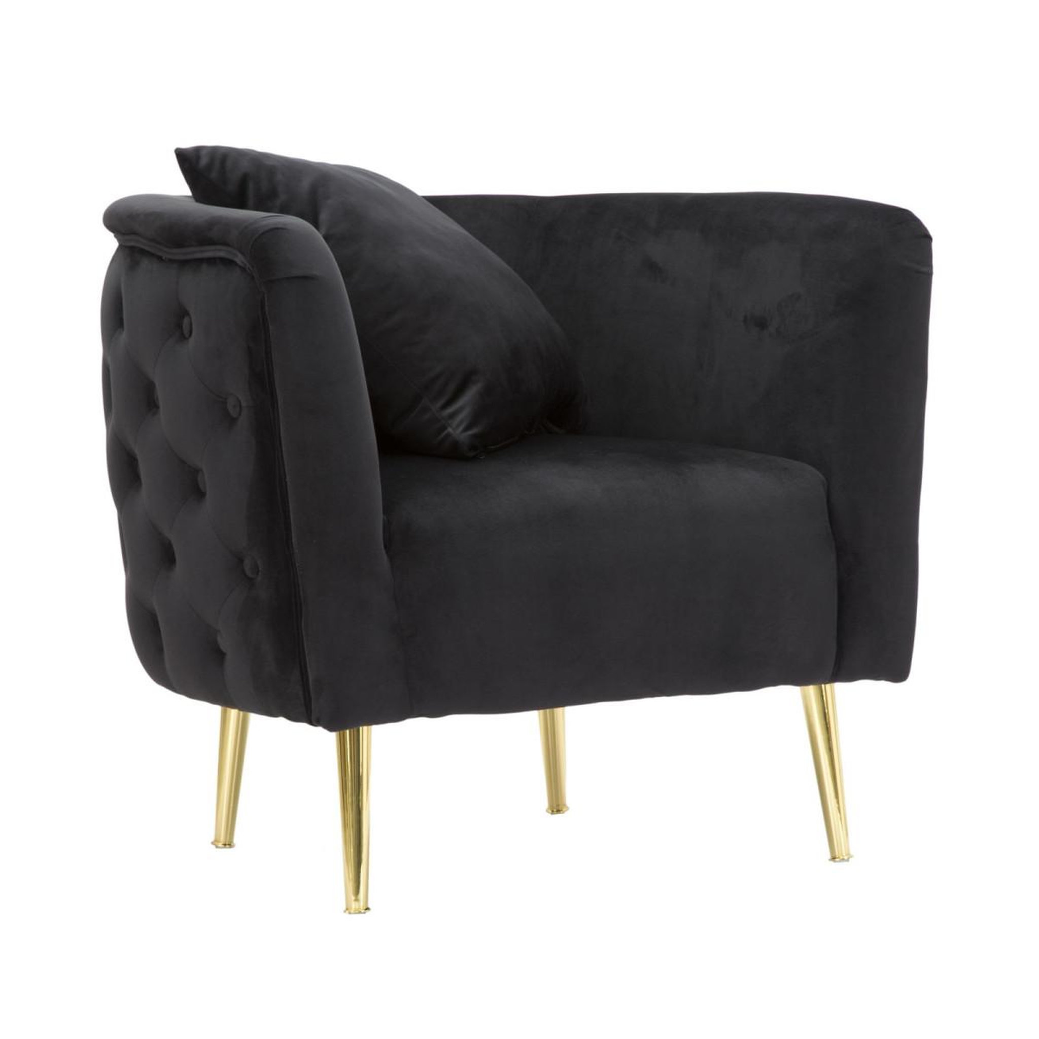 Paris Prix Fauteuil en velours  bucarest  76cm noir
