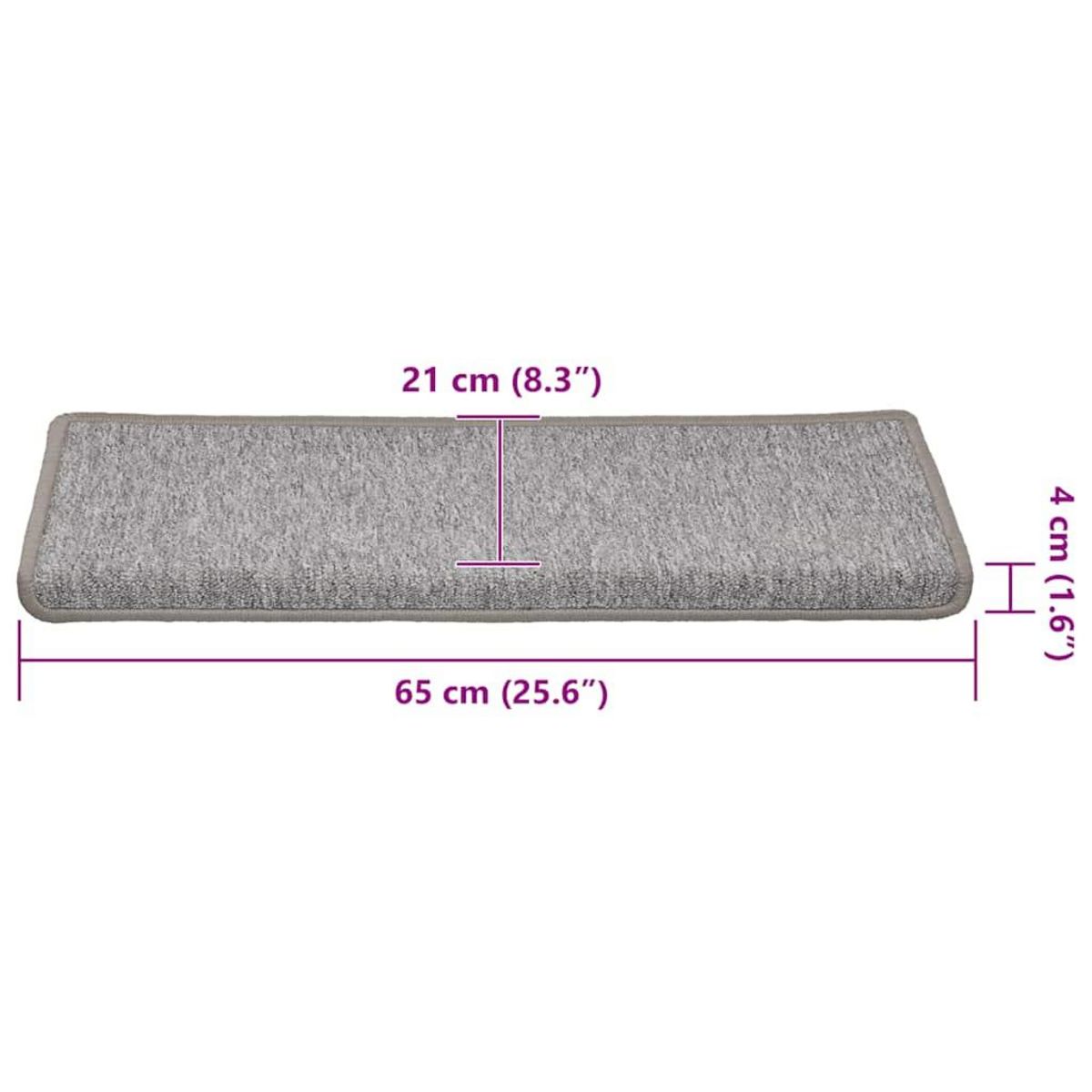VIDAXL Tapis d'escalier 30 pcs 65x21x4 cm Gris clair