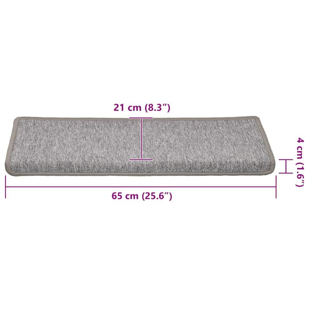 VIDAXL Tapis d'escalier 30 pcs 65x21x4 cm Gris clair