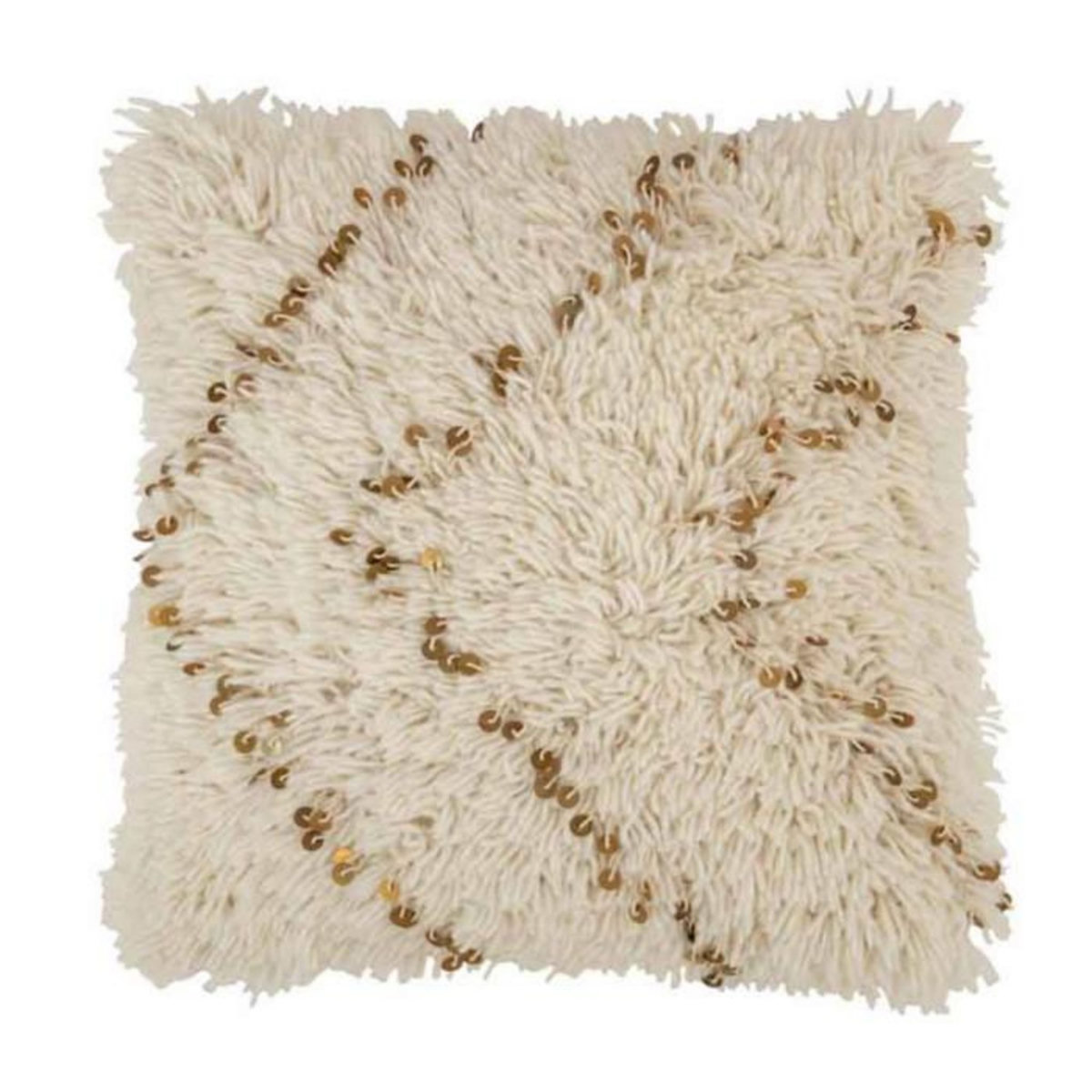 Paris Prix Coussin Déco  Perles  45x45cm Blanc & Or