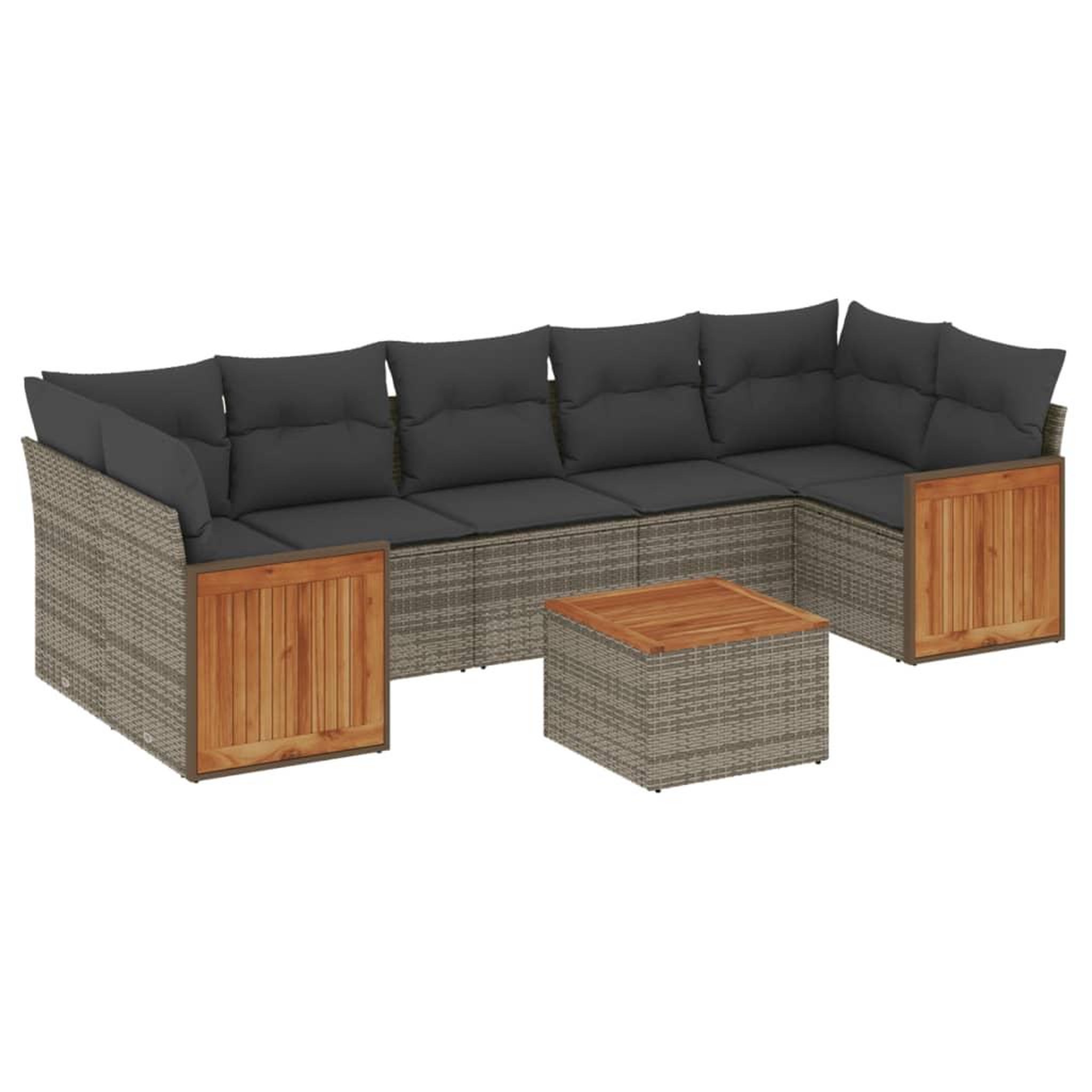 Voir la diapositive 2 : VIDAXL Salon de jardin 8 pcs avec coussins gris resine tressee