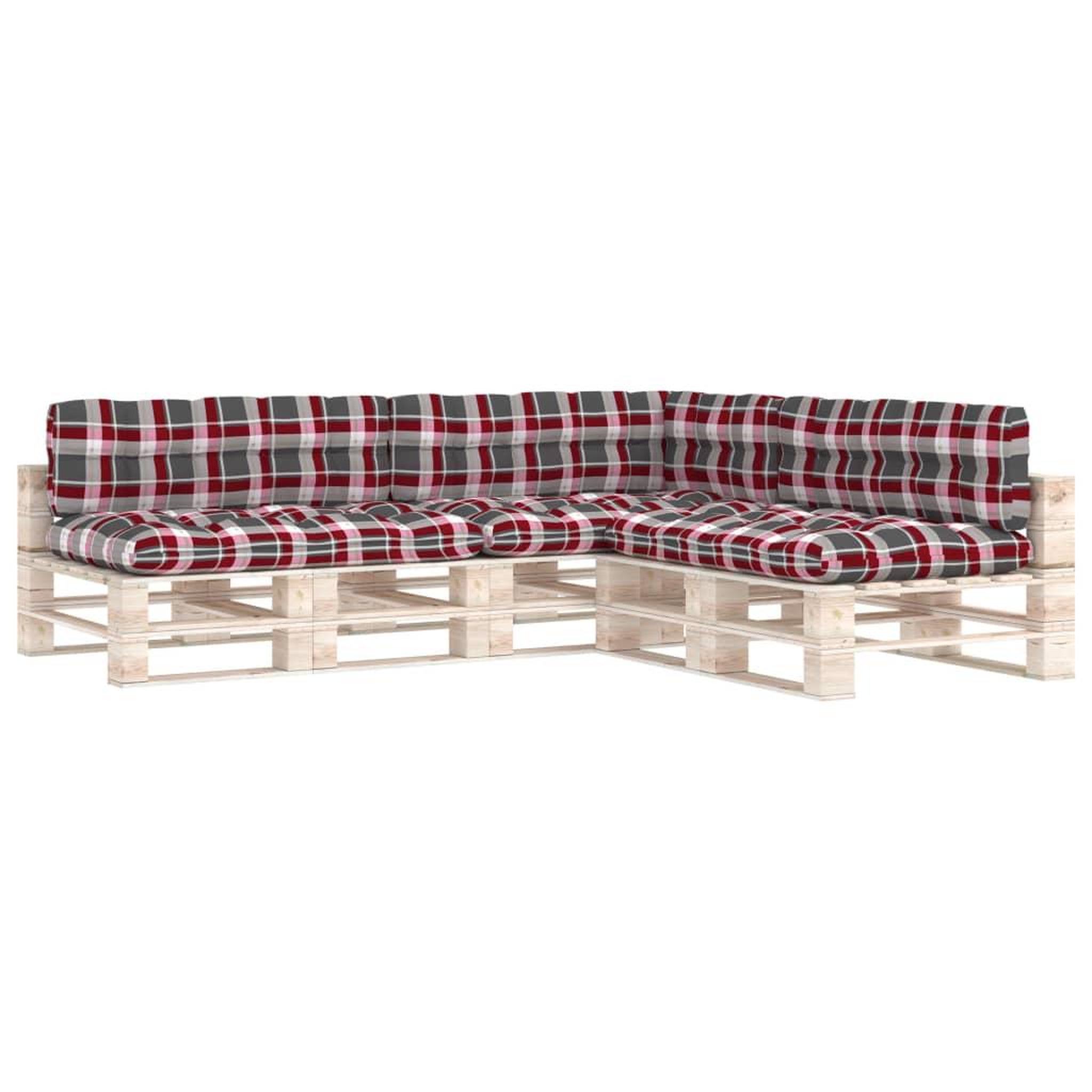 Voir la diapositive 2 : VIDAXL Coussins de canape palette lot de 7 Motif a carreaux rouge