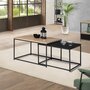 Voir la diapositive 2 : ID MARKET Lot de 2 tables basses gigognes BOSTON 60/70 métal noir et bois design industriel