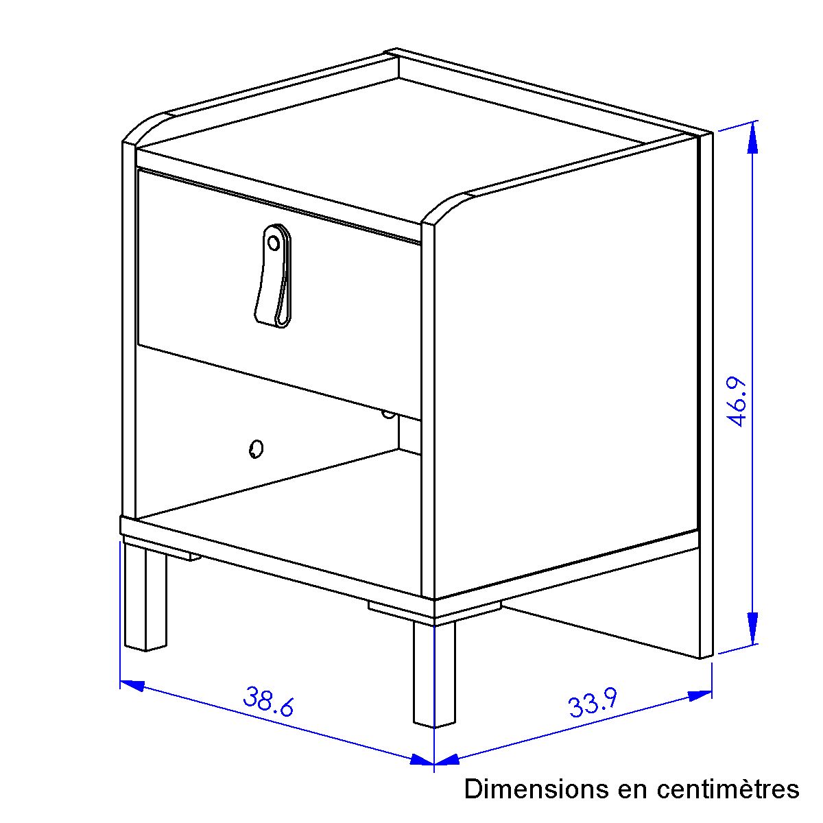 Chevet 1 tiroir L38xP34xH47 cm COPENHAGUE