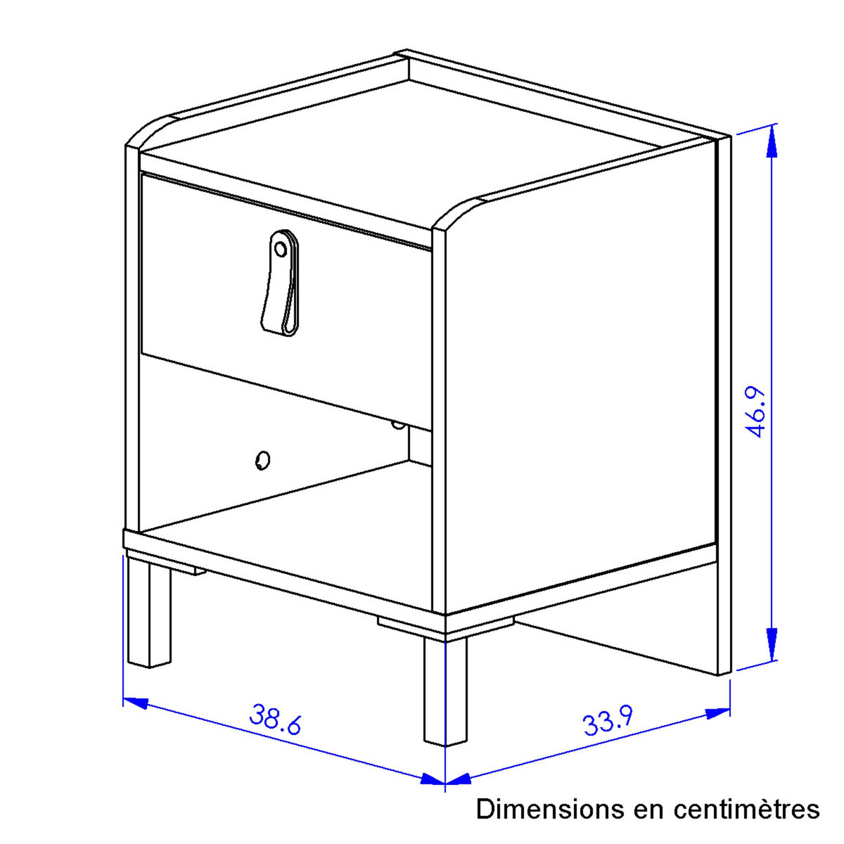 Chevet 1 tiroir L38xP34xH47 cm COPENHAGUE