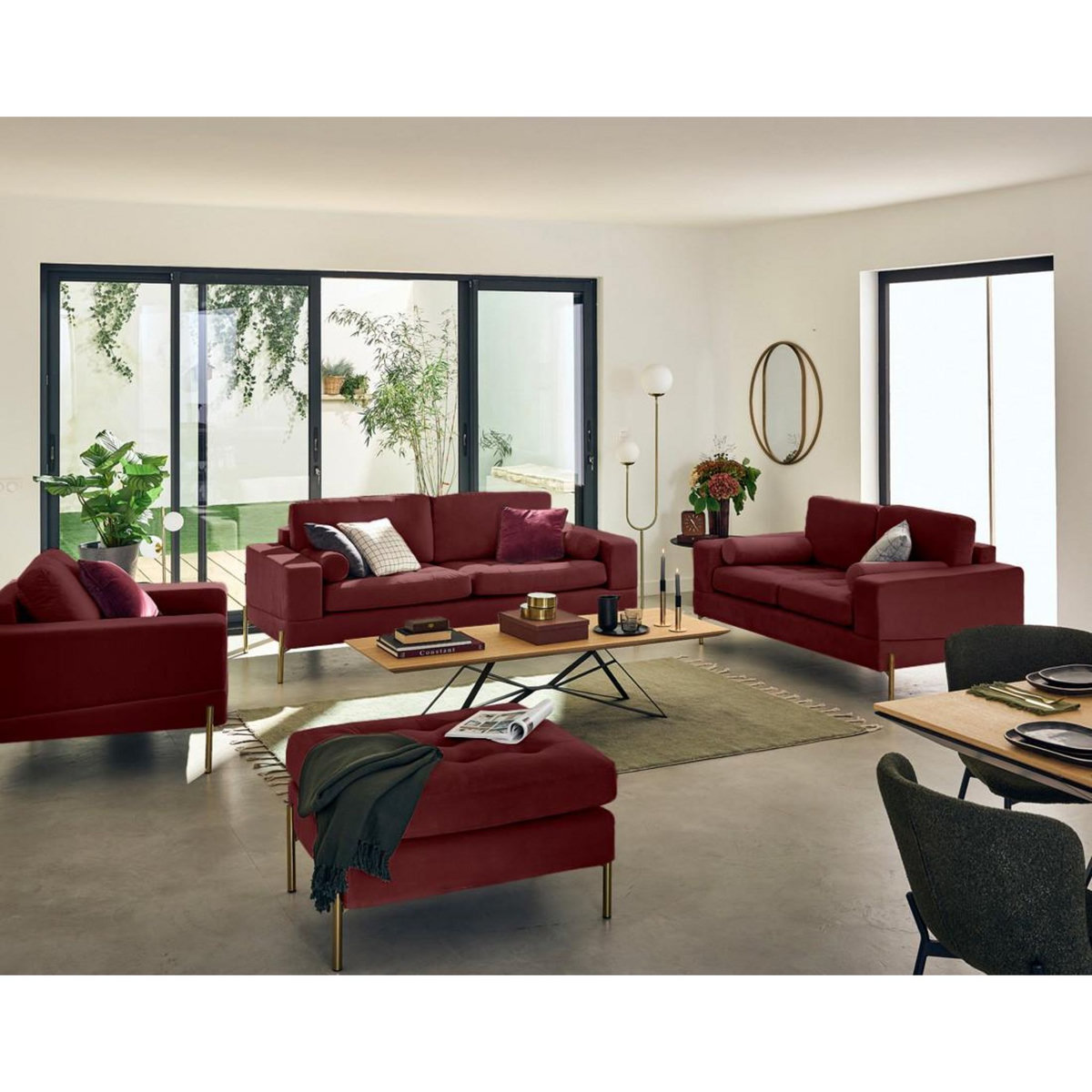 LISA DESIGN Isaure - canapé droit 3 places en velours