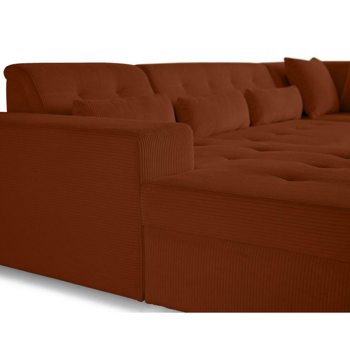 LISA DESIGN Vermont - canapé panoramique d'angle droit - 7 places - en velours côtelé