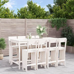 VIDAXL Ensemble de bar de jardin 9 pcs blanc bois de pin massif