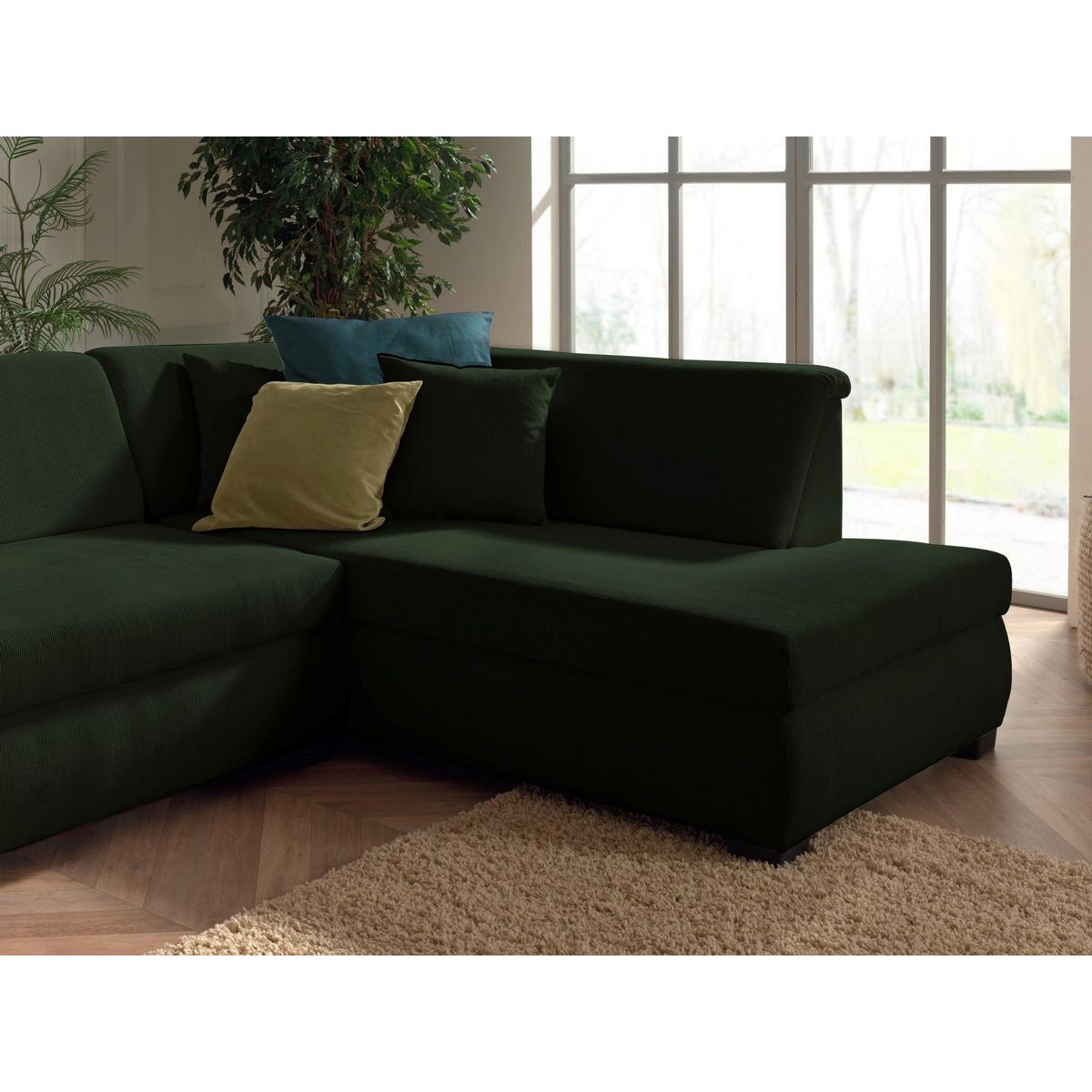 LISA DESIGN Malcom - canapé panoramique d'angle droit - en velours côtelé