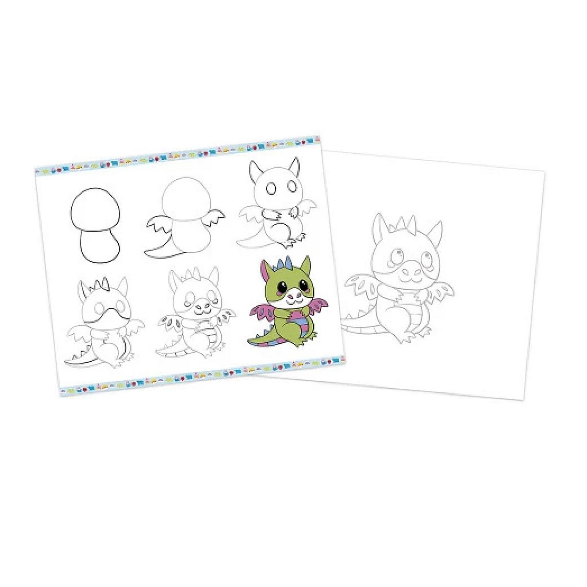 Voir la diapositive 2 : Juratoys-Janod Step by step drawing - 20 coloriages avec feutres pailletes