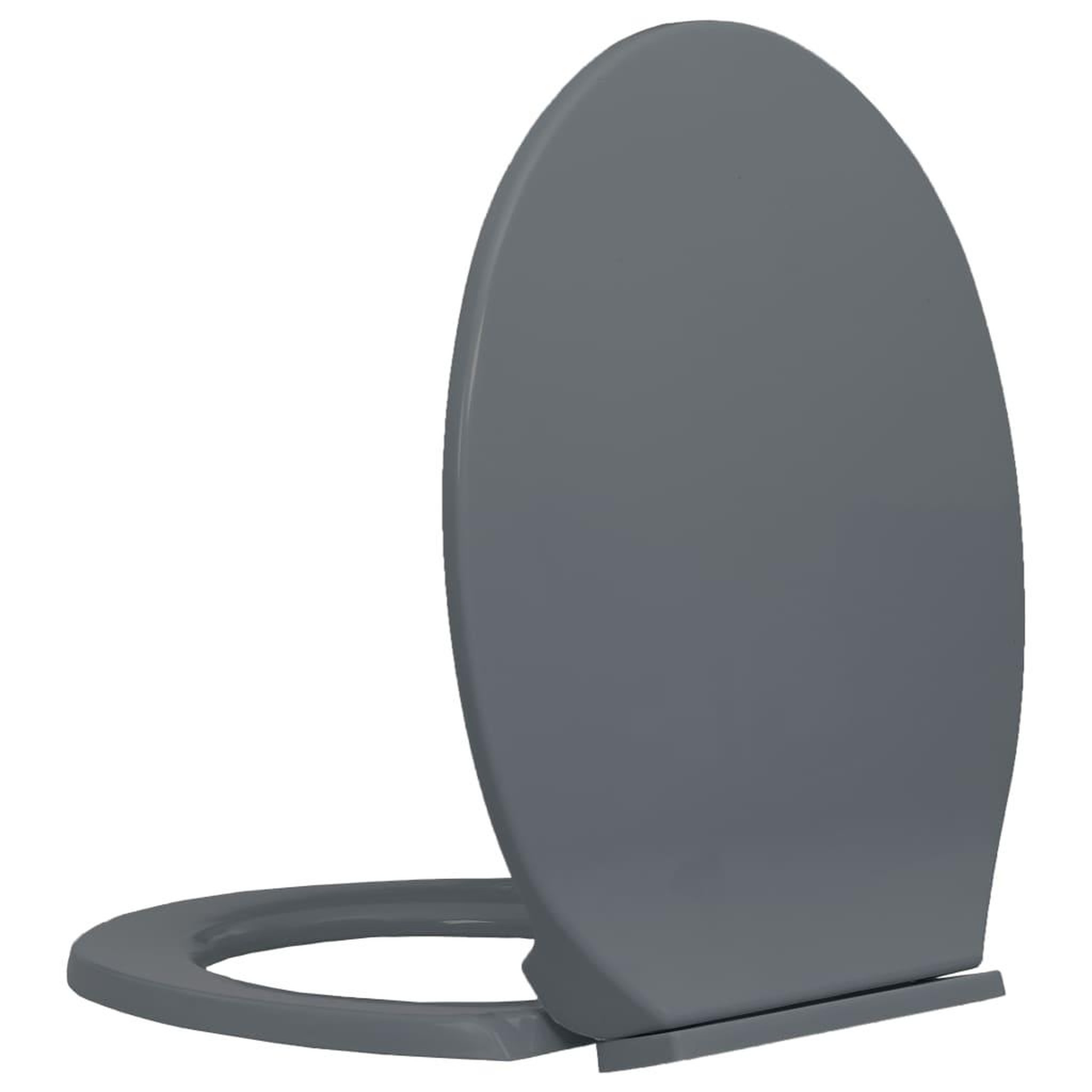 Voir la diapositive 3 : VIDAXL Siege de toilette a fermeture en douceur Gris Ovale