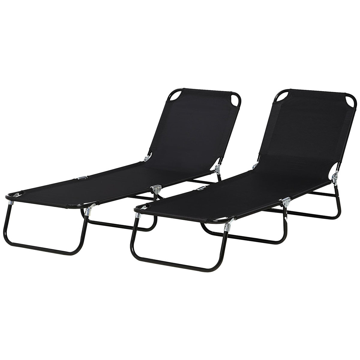 OUTSUNNY Lot de 2 bain de soleil pliante dossier inclinable cadre en acier noir