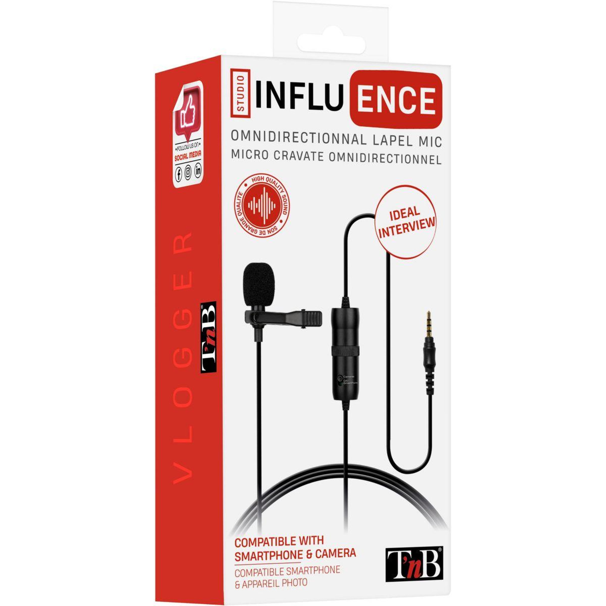 Voir la diapositive 3 : TNB Micro INFLUENCE Microphone cravate - port jack