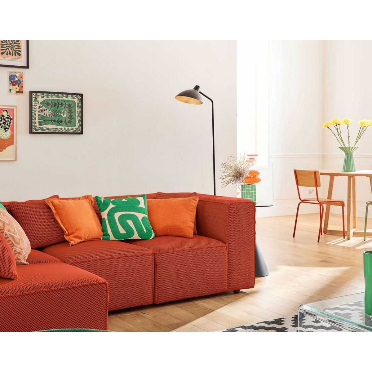 LISA DESIGN Arty - canapé modulable d'angle gauche 5 places - en tissu mailles 3d