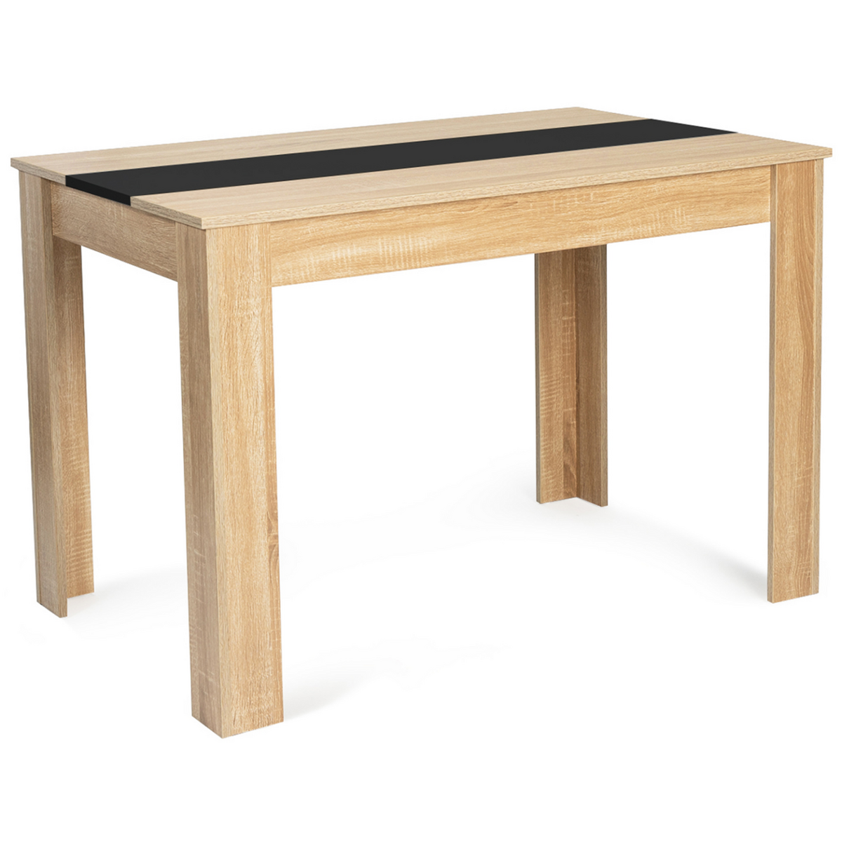 ID MARKET Table à manger rectangle ROZY 6 personnes façon hêtre et noire 110 cm