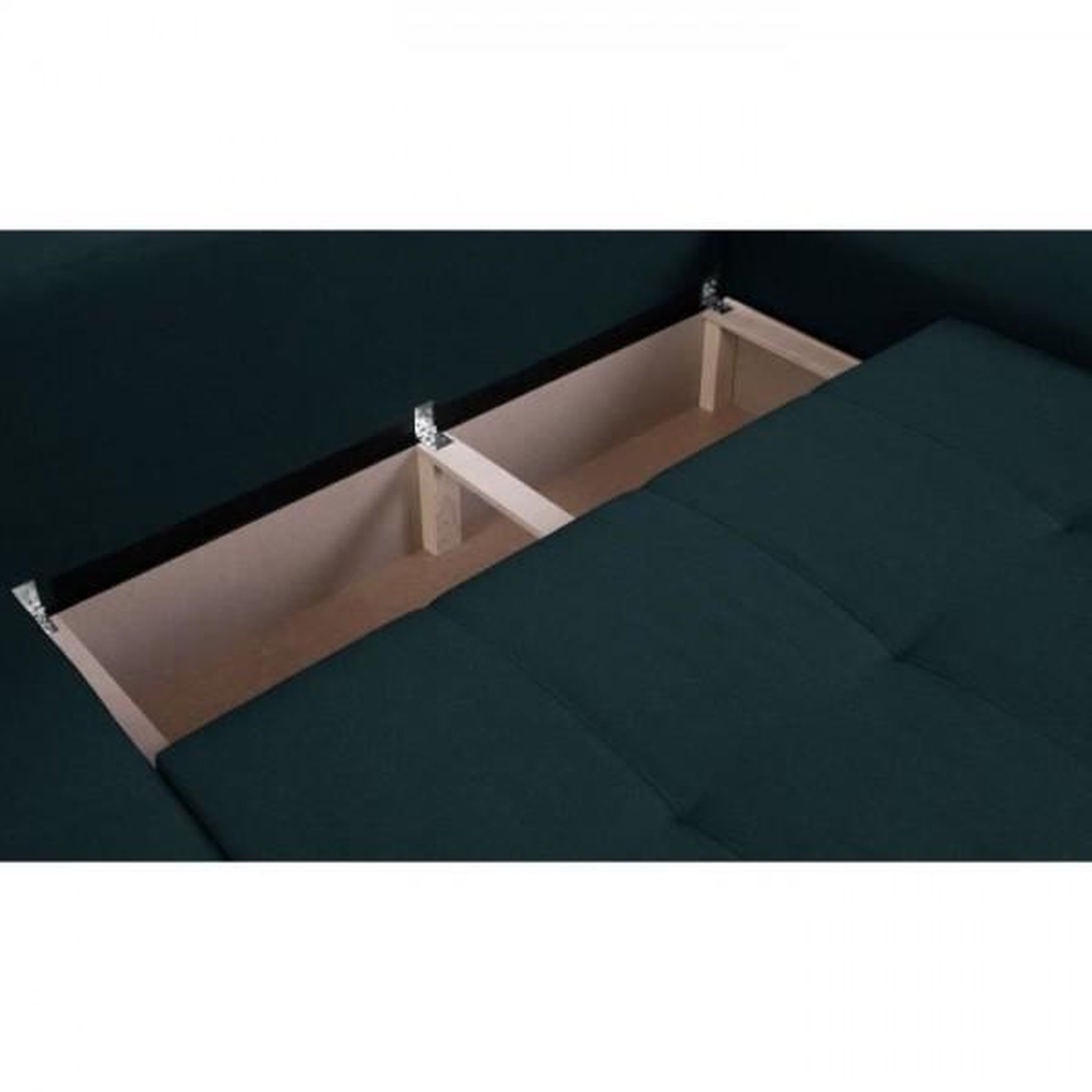 Voir la diapositive 5 : MARKET24 Canapé d'angle convertible réversible + coffre de rangement - Tissu Bleu - L 289 x P 94/188 x H 88 cm - INDIAN